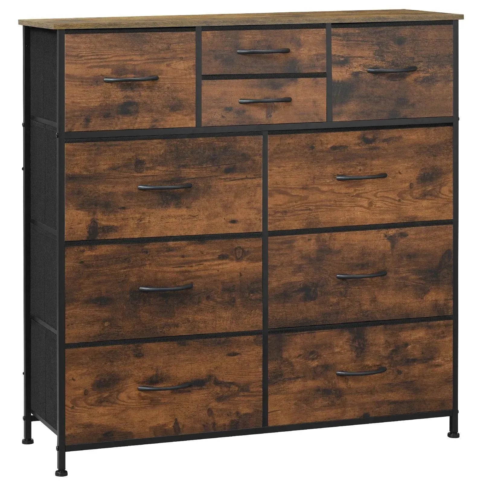 Feronza™ Industriële Kast met Metalen Frame en Stoffen Lades – Opbergmeubel voor Woonkamer, Slaapkamer, en Hal - Feronza