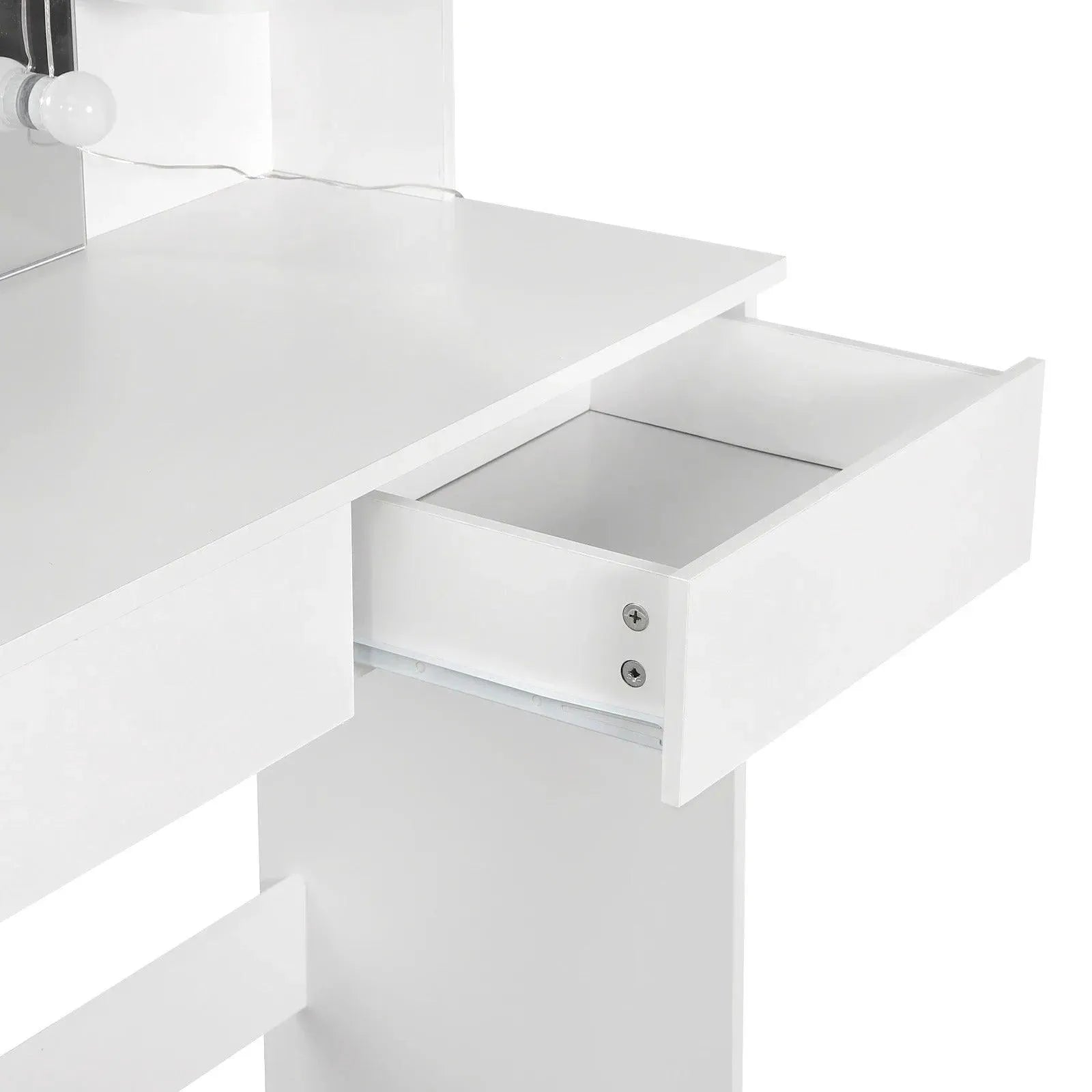 Feronza™ Kaptafel met LED Spiegel 90x40x125cm Make-uptafel met 2 Lades en 4 Opbergvakken voor Slaapkamer - Feronza