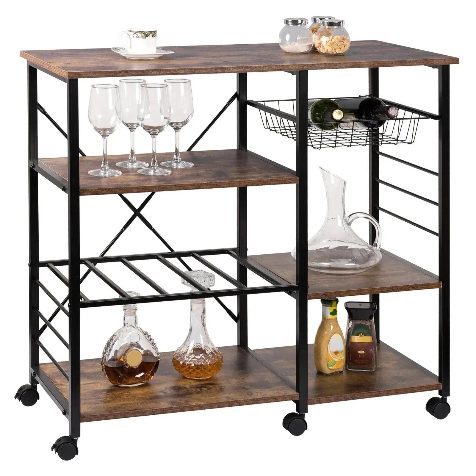 Feronza™ Keuken Trolley 90x40x83,5 cm – Verplaatsbare Opslagoplossing - Feronza