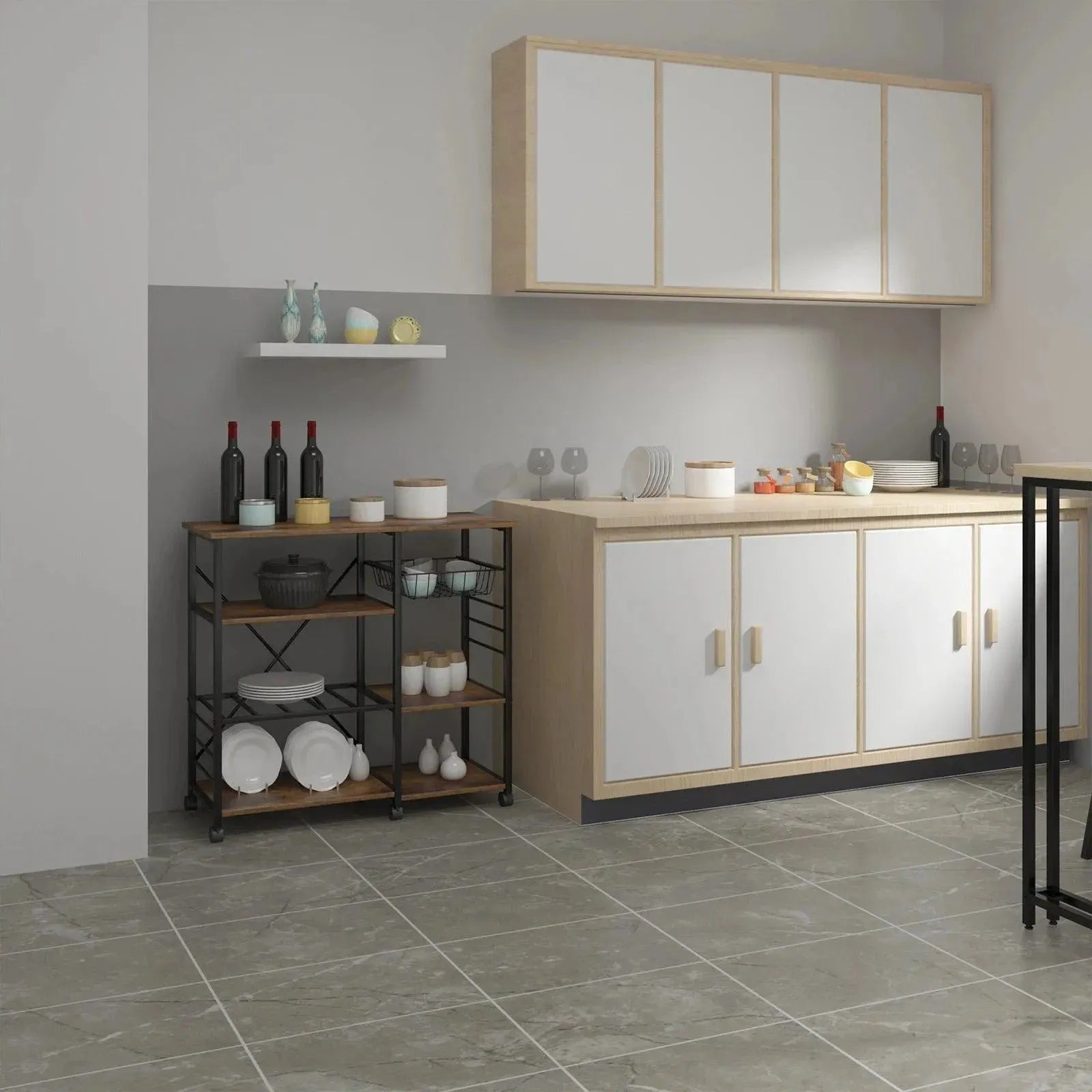 Feronza™ Keuken Trolley 90x40x83,5 cm – Verplaatsbare Opslagoplossing - Feronza