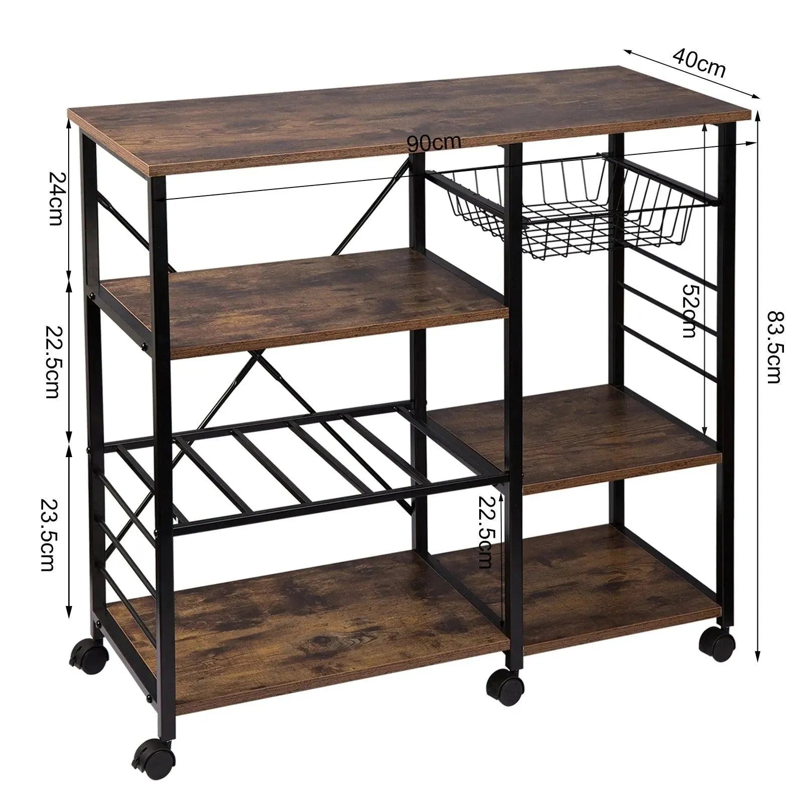 Feronza™ Keuken Trolley 90x40x83,5 cm – Verplaatsbare Opslagoplossing - Feronza