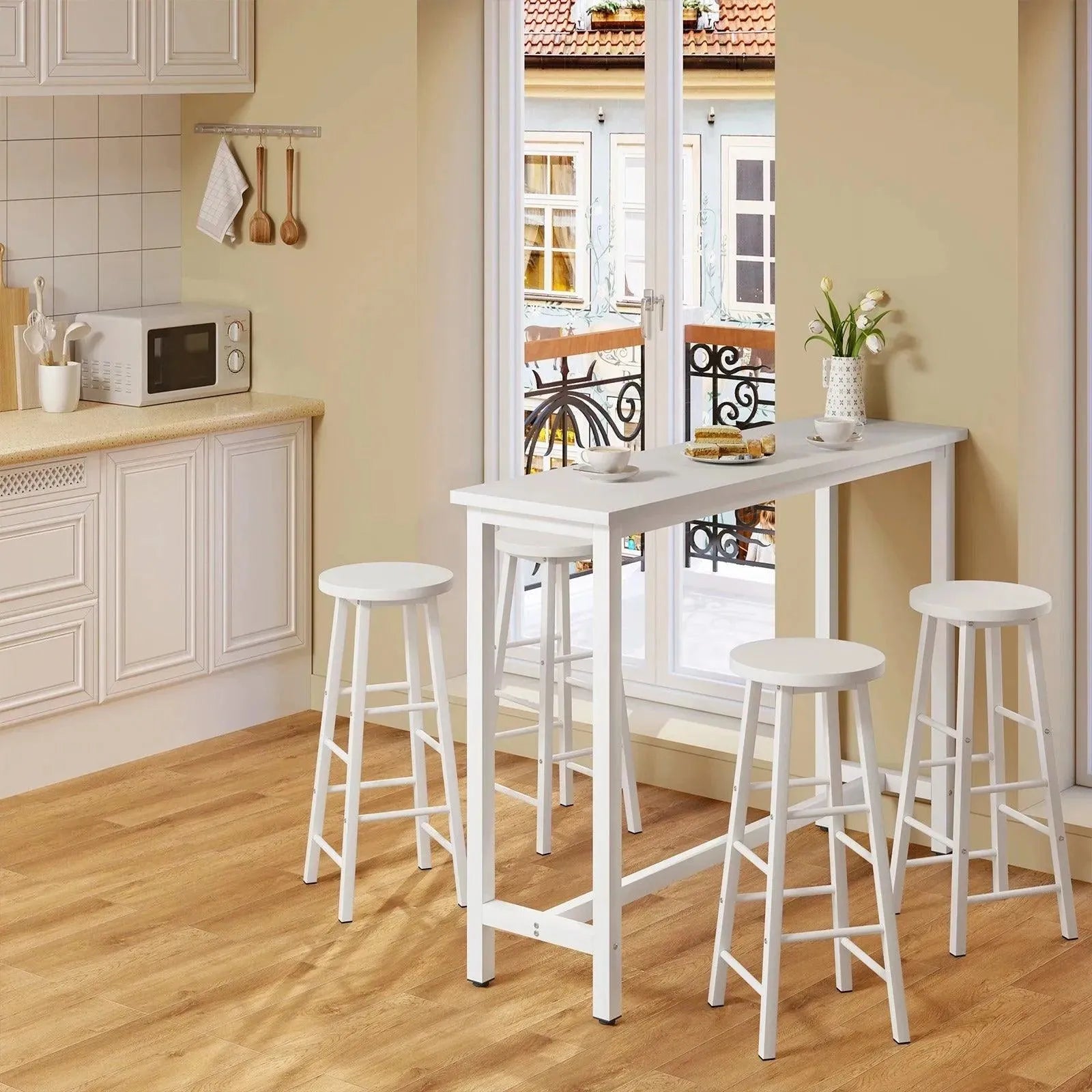 Feronza™ Keukenbar Tafel - Multifunctionele Eettafel met Metalen Frame - Feronza