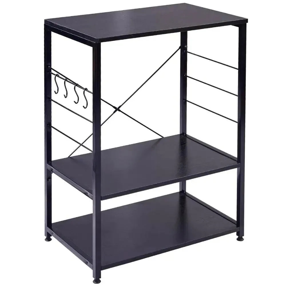 Feronza™ Keukenrek met 3 Planken – Zware Kwaliteit, Vrijstaand en Hoekoplossing, MDF Houten en Stalen Constructie - Feronza