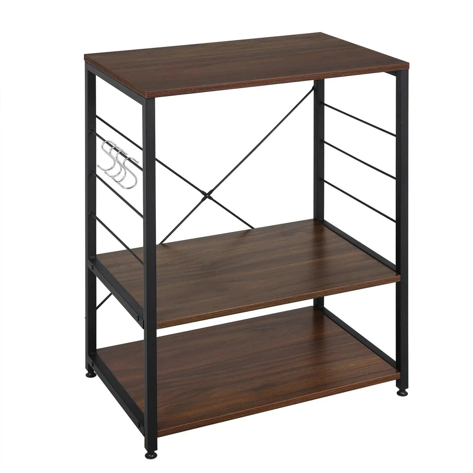 Feronza™ Keukenrek met 3 Planken – Zware Kwaliteit, Vrijstaand en Hoekoplossing, MDF Houten en Stalen Constructie - Feronza