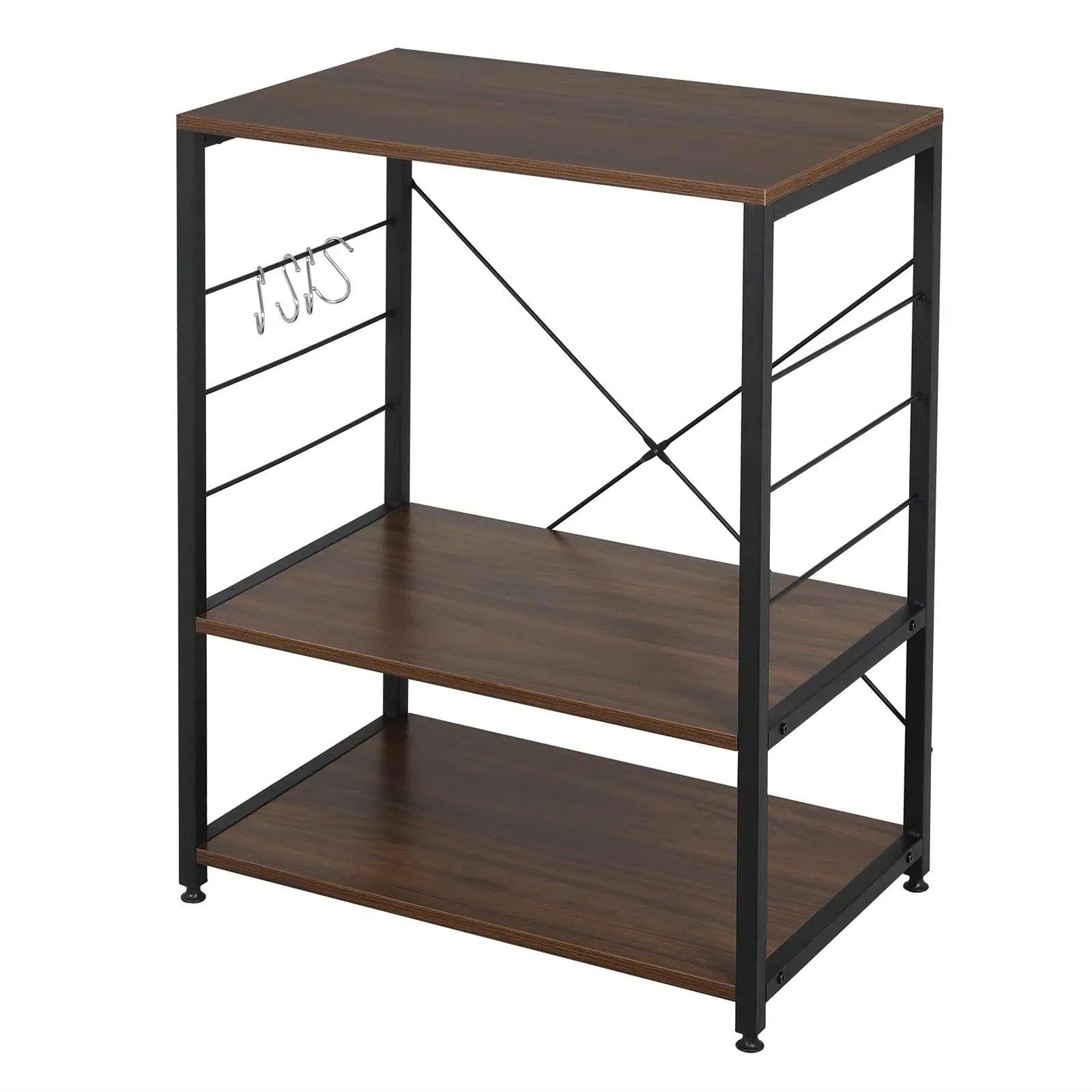 Feronza™ Keukenrek met 3 Planken – Zware Kwaliteit, Vrijstaand en Hoekoplossing, MDF Houten en Stalen Constructie - Feronza