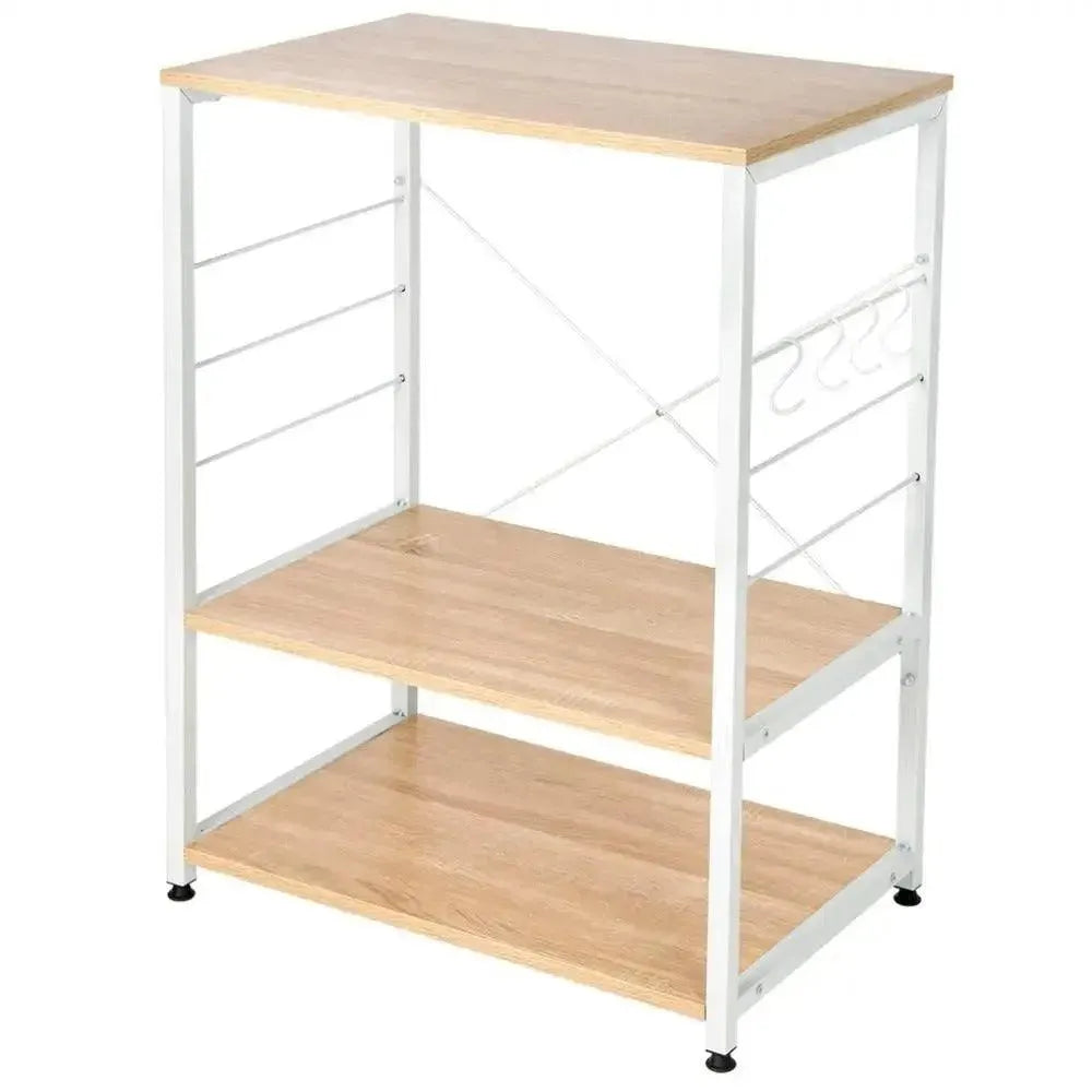 Feronza™ Keukenrek met 3 Planken – Zware Kwaliteit, Vrijstaand en Hoekoplossing, MDF Houten en Stalen Constructie - Feronza