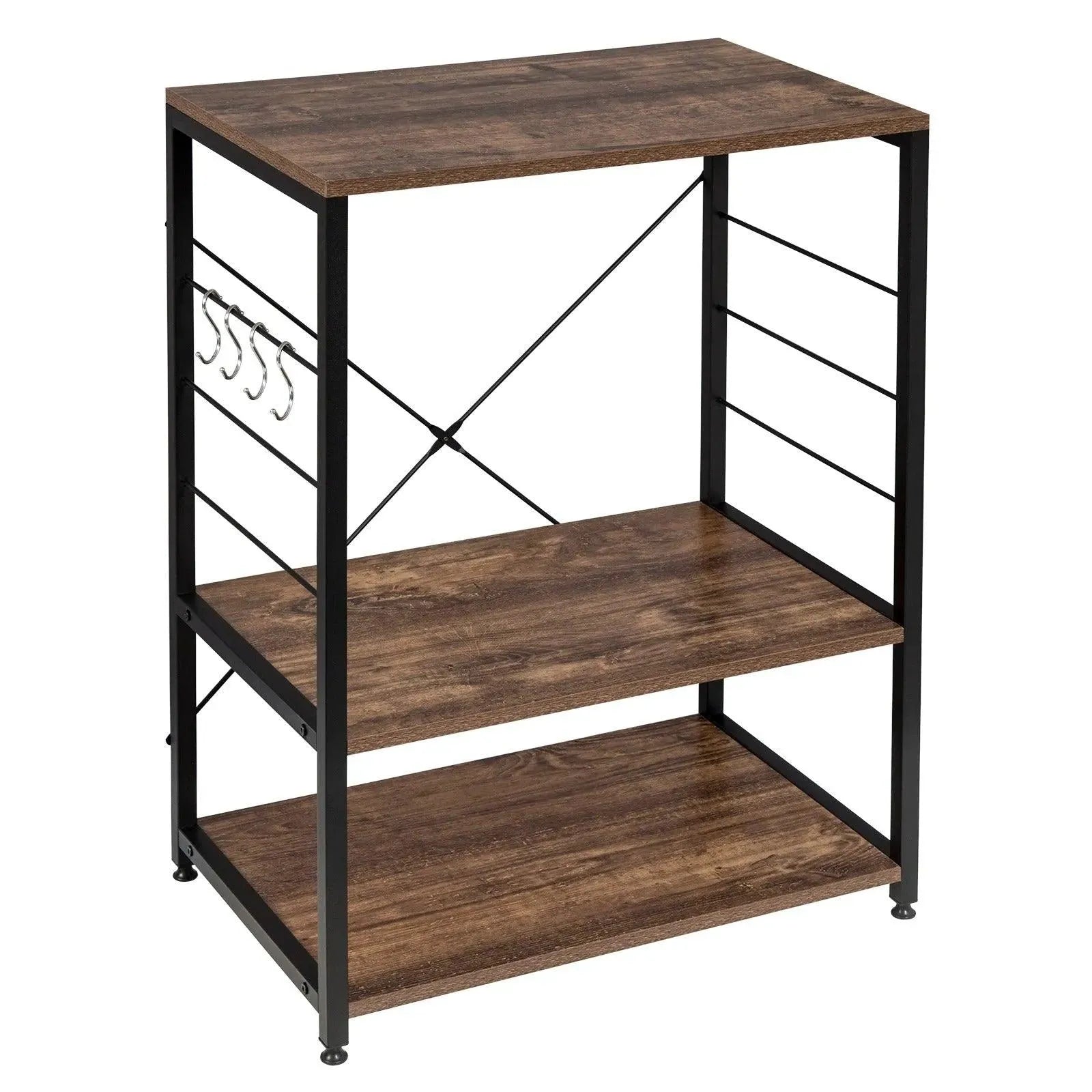 Feronza™ Keukenrek met 3 Planken – Zware Kwaliteit, Vrijstaand en Hoekoplossing, MDF Houten en Stalen Constructie - Feronza