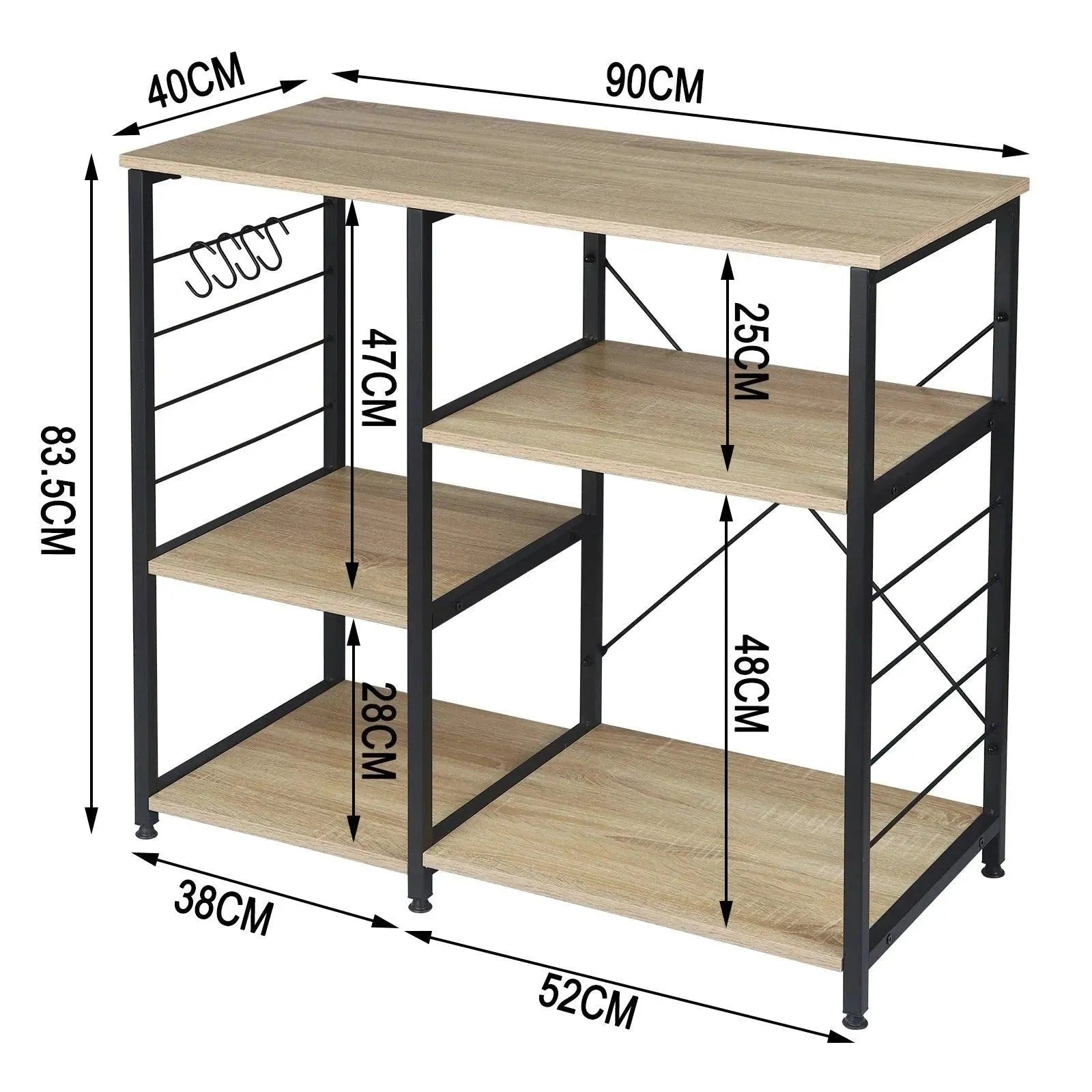 Feronza™ Keukenrek met 5 planken – Vrijstaande opbergeenheid van hout en staal - Feronza