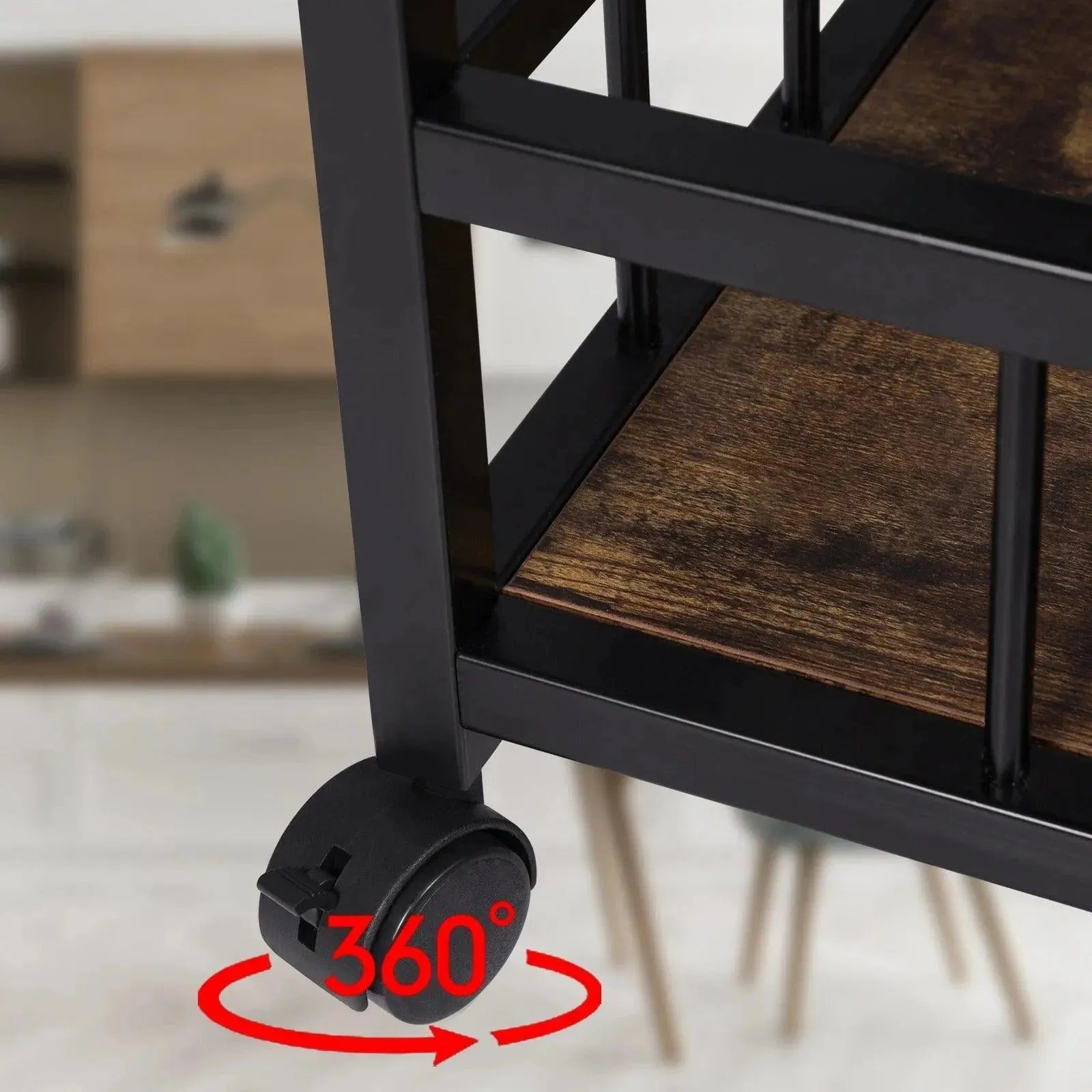 Feronza™ Keukentrolley Bakkersrek met Wielen, Wijnrek & Glashouder - Verwijderbare Keuken Organizer met Keukenplank - Feronza