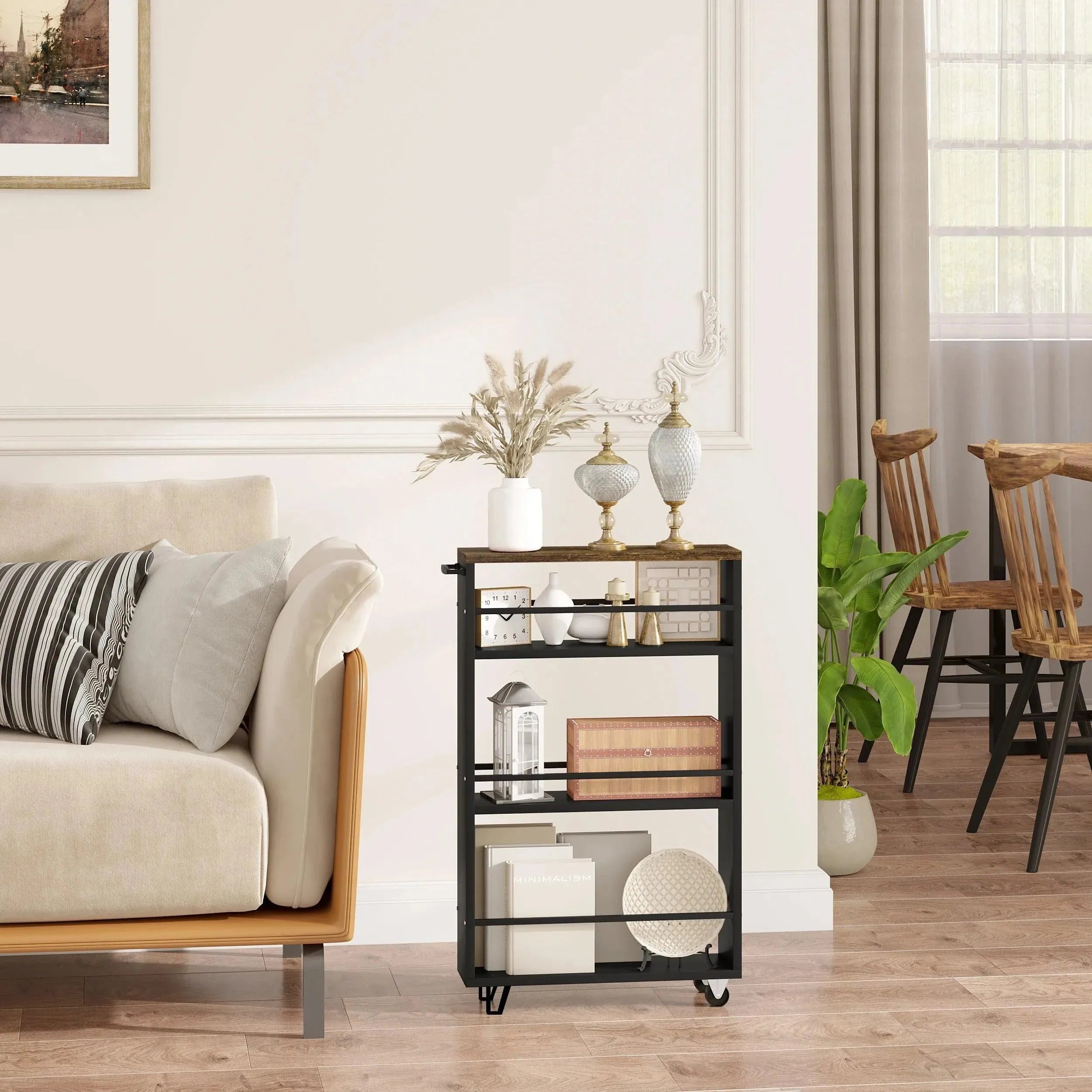 Feronza™ Keukentrolley met 3-laags Rek – Serveerwagen met Wielen en Opbergbak voor Keuken, Kantoor & Huis - Feronza