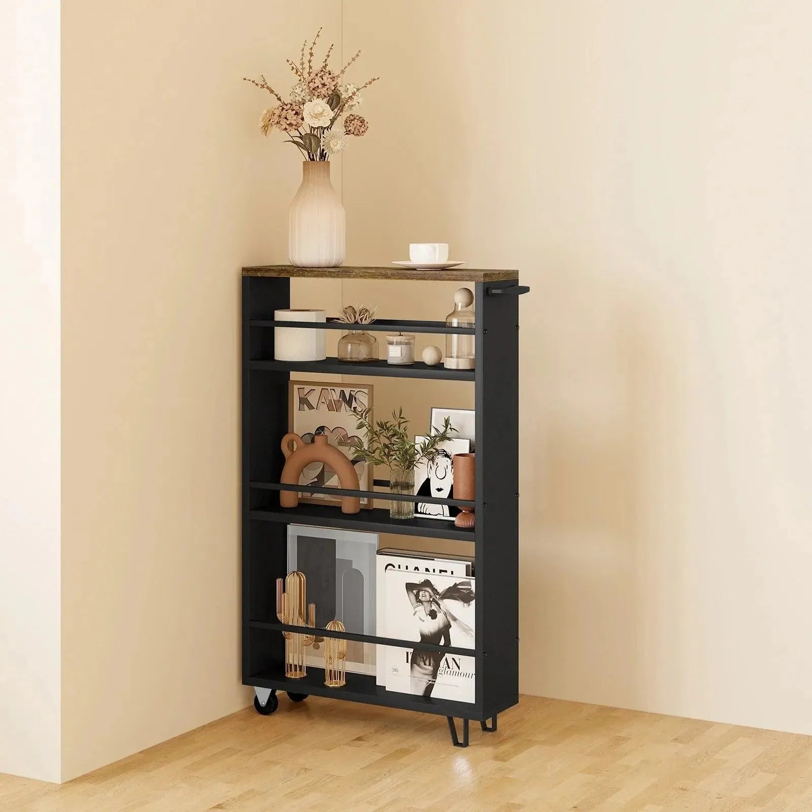 Feronza™ Keukentrolley met 3-laags Rek – Serveerwagen met Wielen en Opbergbak voor Keuken, Kantoor & Huis - Feronza