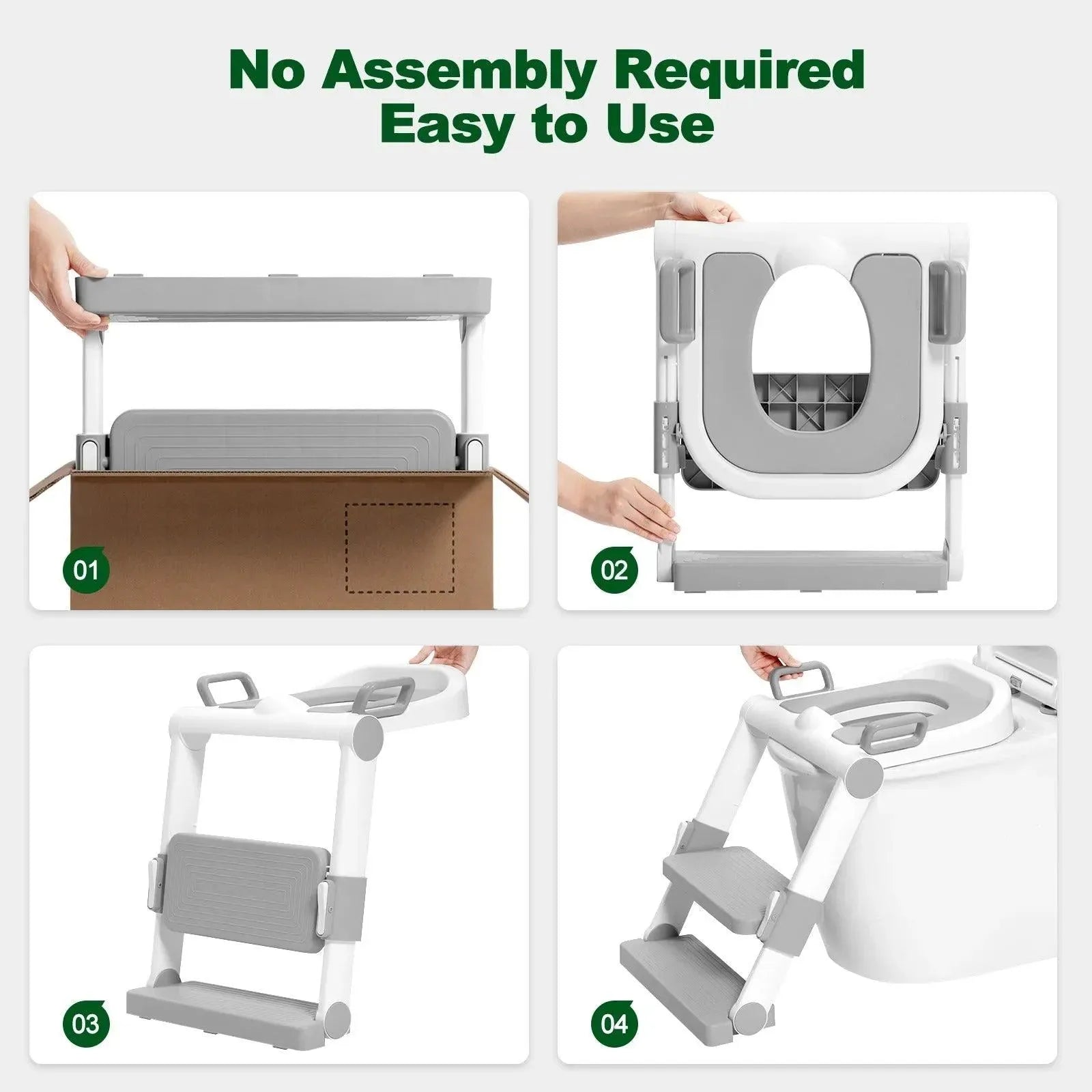 Feronza™ Kinder Toiletbril met Trap - Vouwbaar, Hoogte Verstelbaar, met Handgrepen en Zitkussen - Feronza