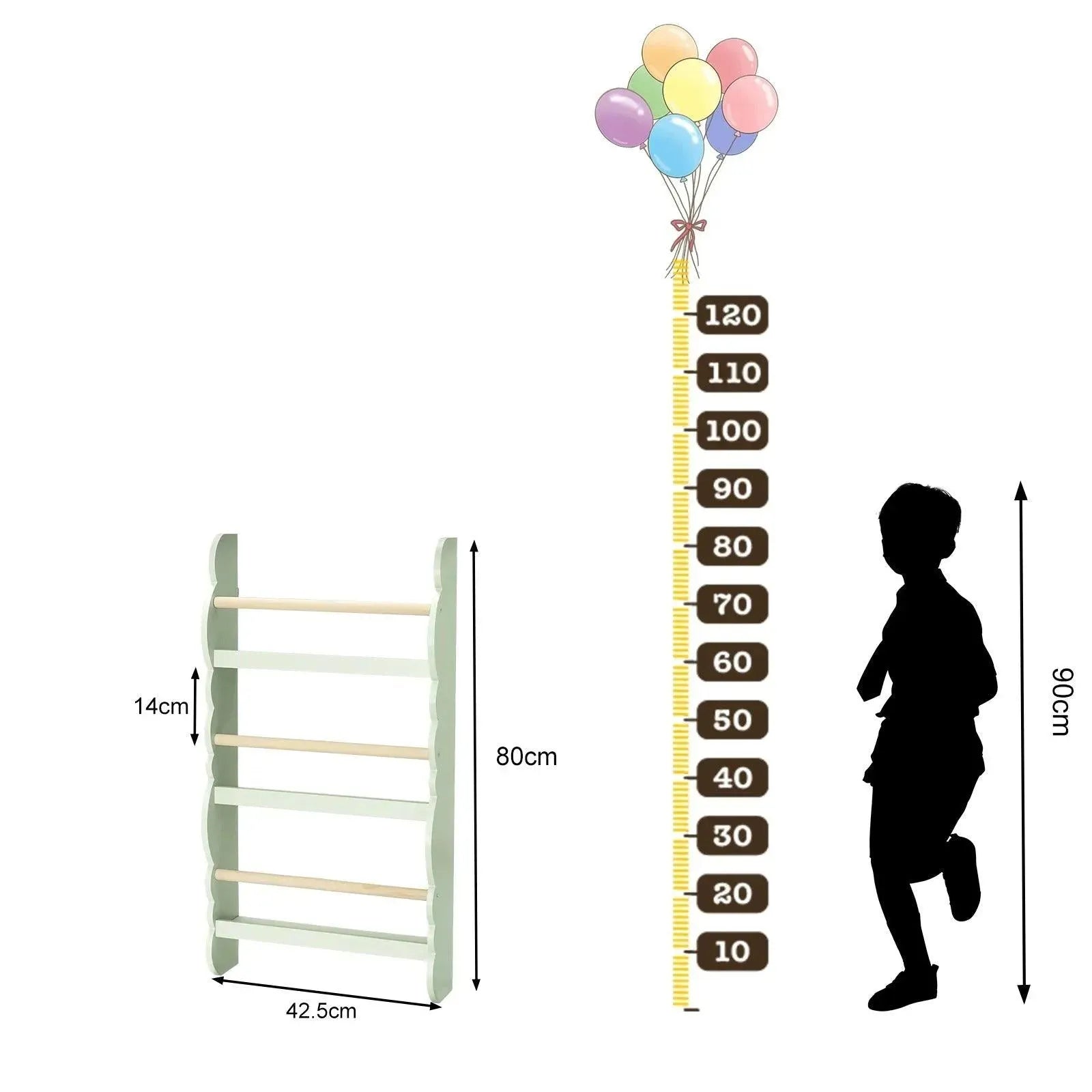 Feronza™ Kinderboekenkast Wandplank met 4 Planken voor Boeken en Tijdschriften opslag - Feronza