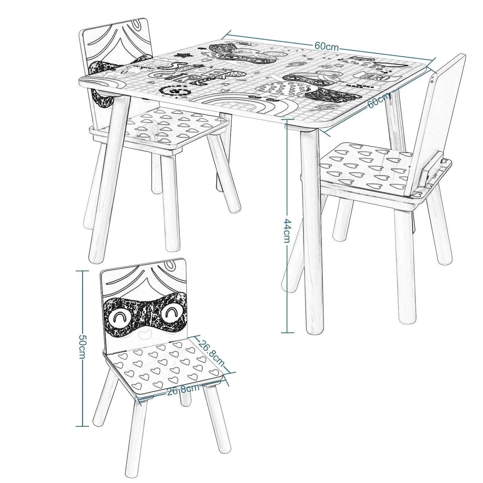 Feronza™ Kindertafel met 2 Stoelen Set voor Kinderen - Feronza