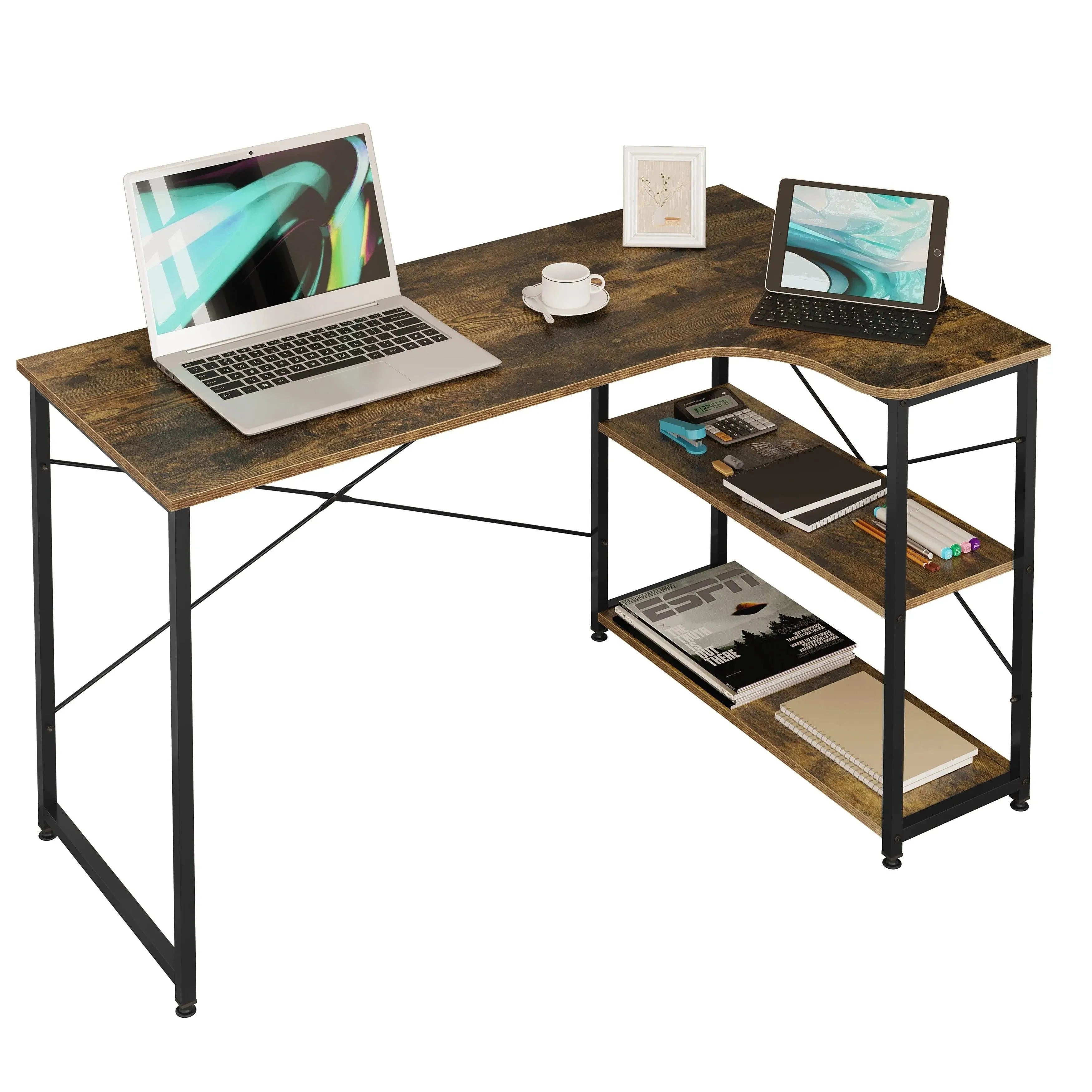 Feronza™ L-Vormige Computer Tafel – Bureau Werkstation voor Studie en Gaming - Feronza