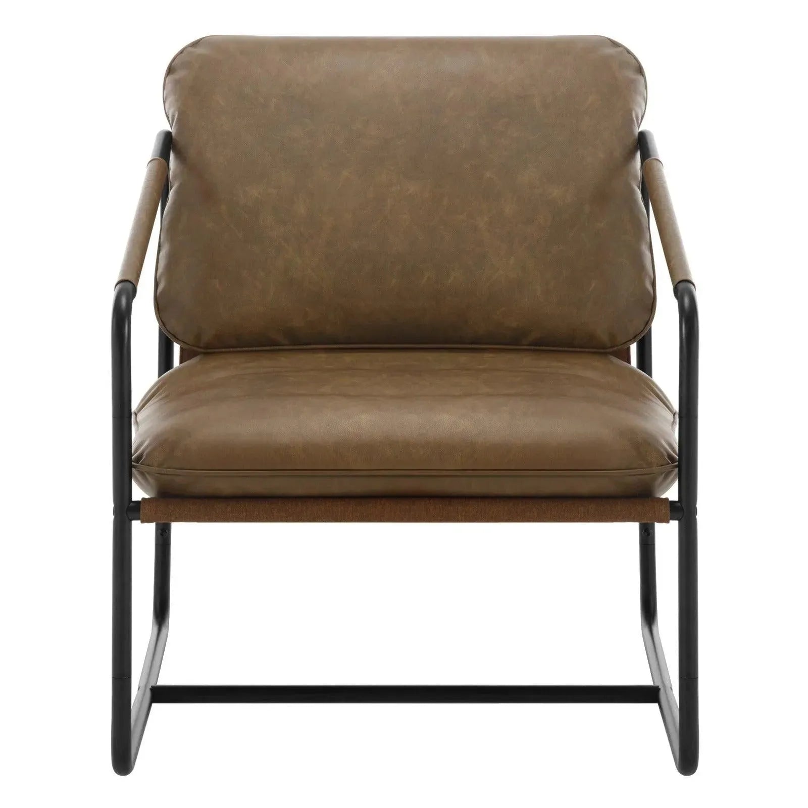 Feronza™ Lounge Chair – Middeleeuwse Vintage Gevoerde Fauteuil van Kunstleer voor Woonkamer, Slaapkamer en Balkon - Feronza