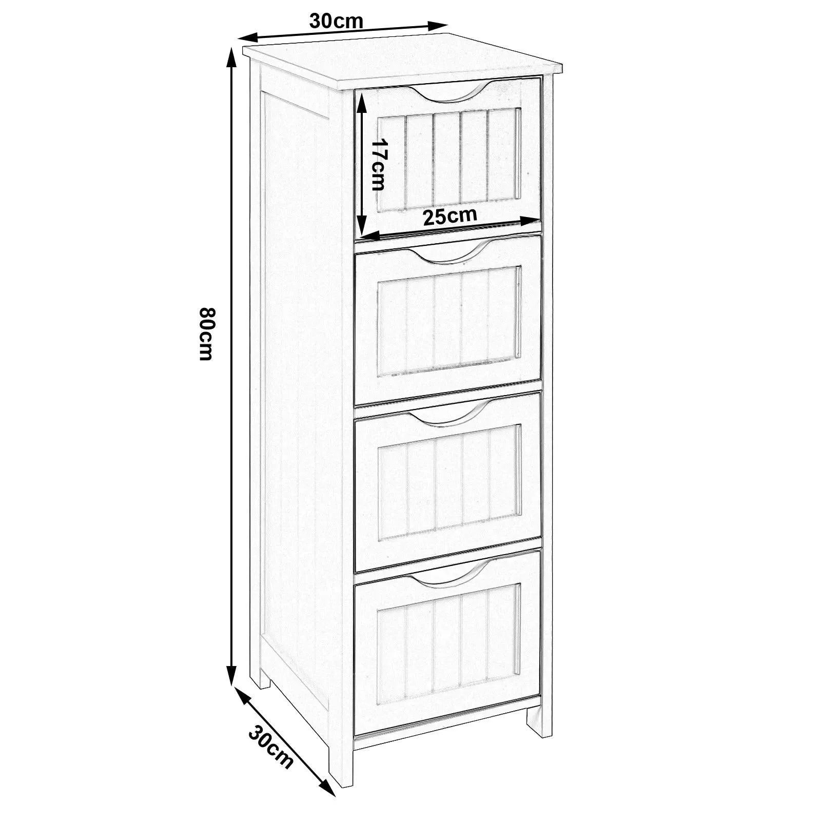 Feronza™ Multifunctionele Badkamerkast met 4 Lades – Vloerkast voor Organisatie en Opbergruimte - Feronza