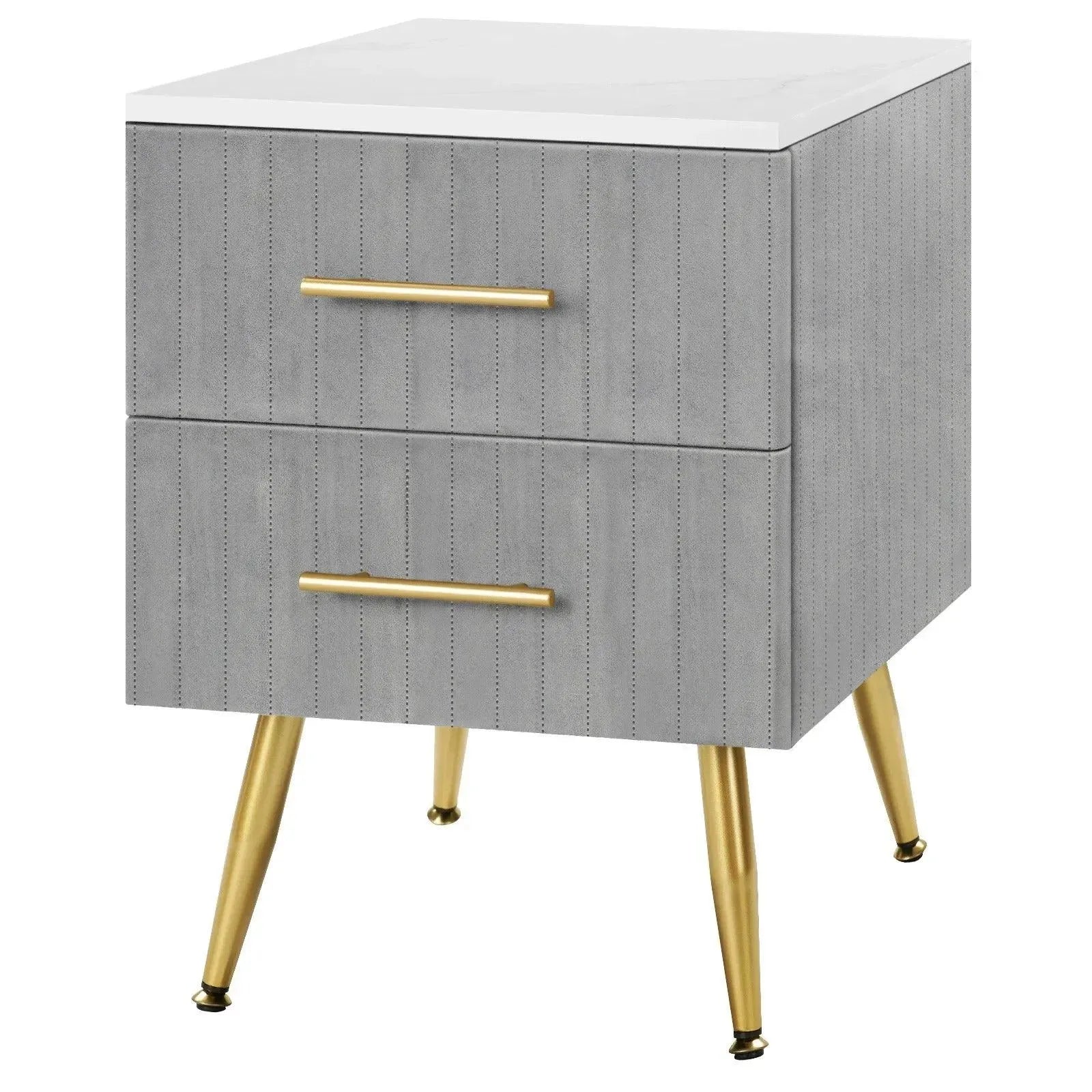 Feronza™ Nachtkastje in Grijs/Roze met 2 Lades voor Slaapkamer en Woonkamer - Feronza