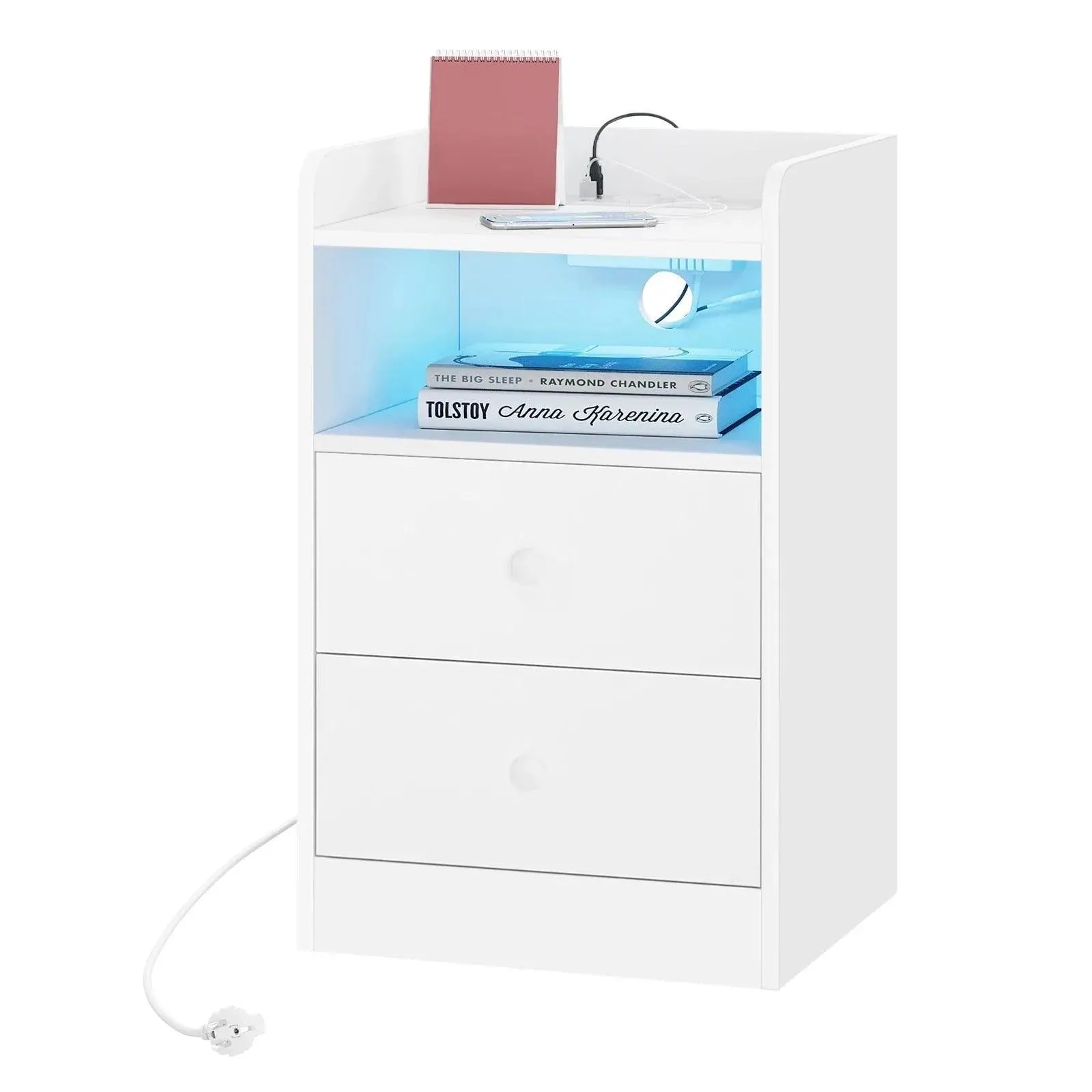 Feronza™ Nachtkastje met Oplaadstation en LED Licht - Feronza