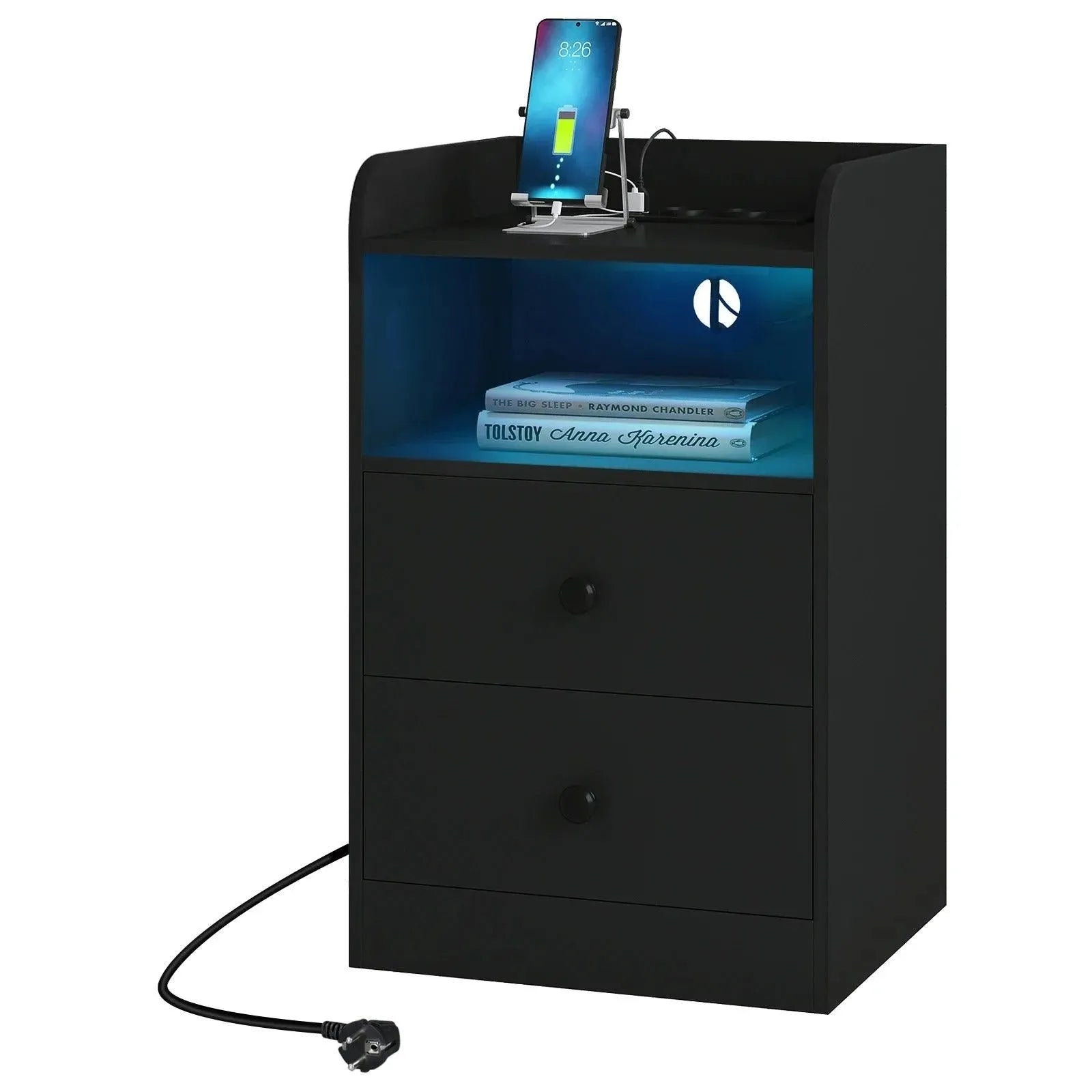 Feronza™ Nachtkastje met Oplaadstation en LED Licht - Feronza