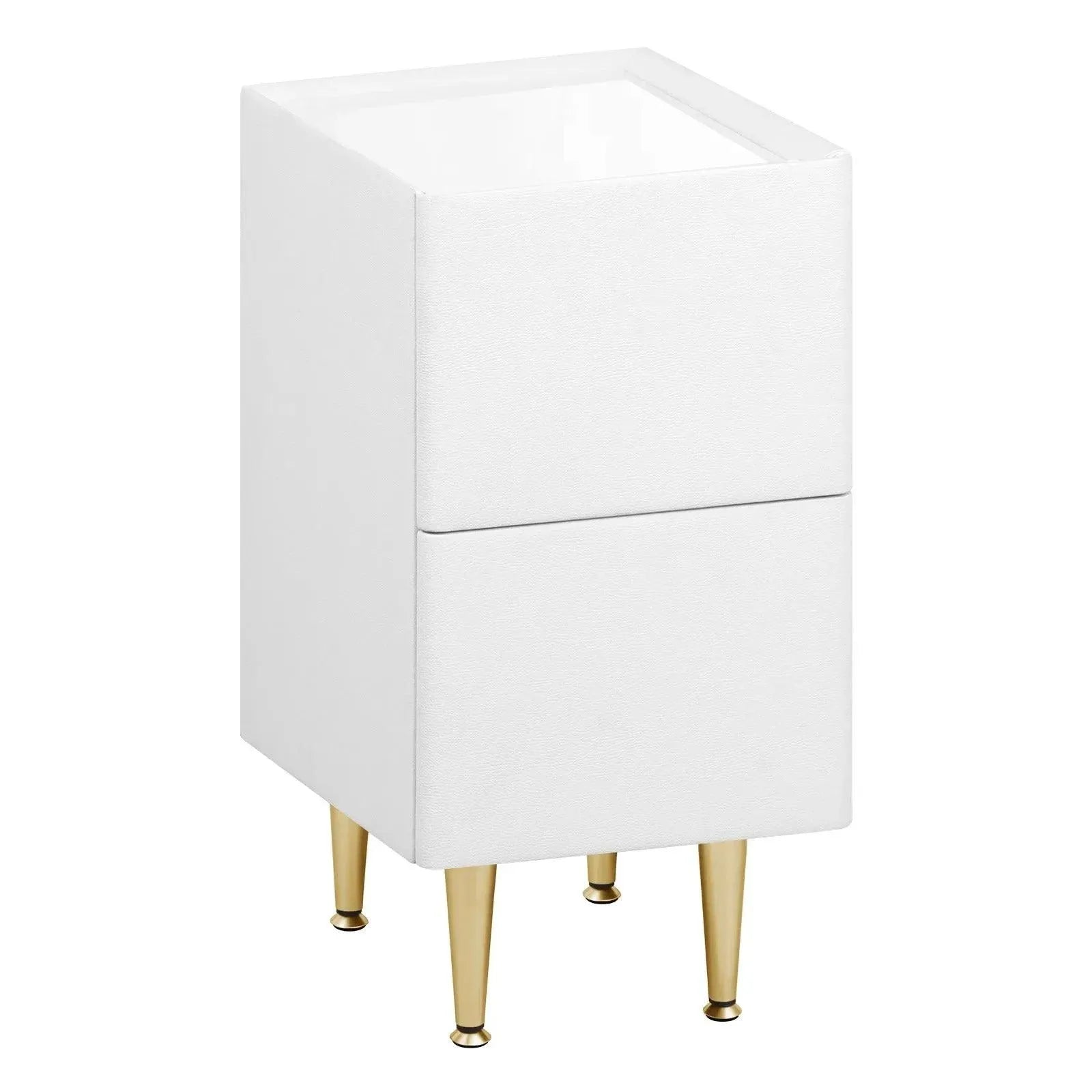 Feronza™ Nachtkastje Wit/Grey met 2 Lades voor Slaapkamer en Woonkamer - Feronza