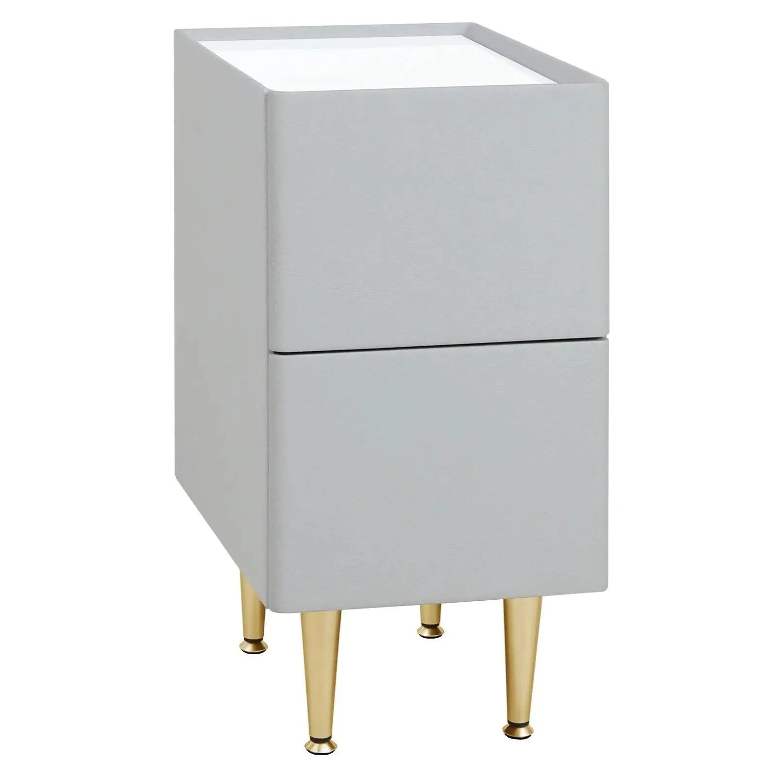 Feronza™ Nachtkastje Wit/Grey met 2 Lades voor Slaapkamer en Woonkamer - Feronza