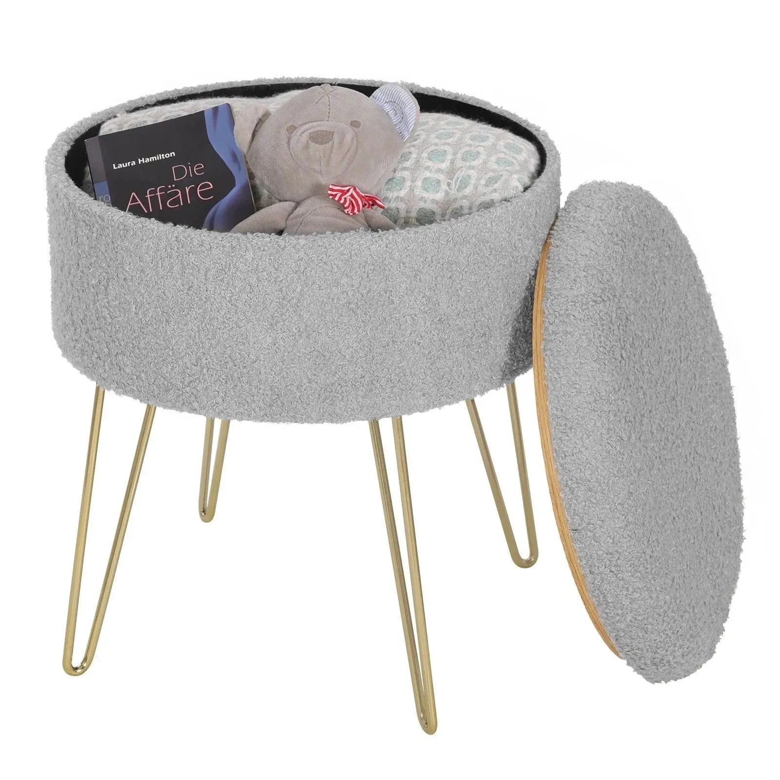 Feronza™ Nordic Opbergkruk met Opslagruimte – Ronde Voetenbank, Dressoir, Home Sofa Ottoman, Zithoek voor Woonkamer en Slaapkamer - Feronza