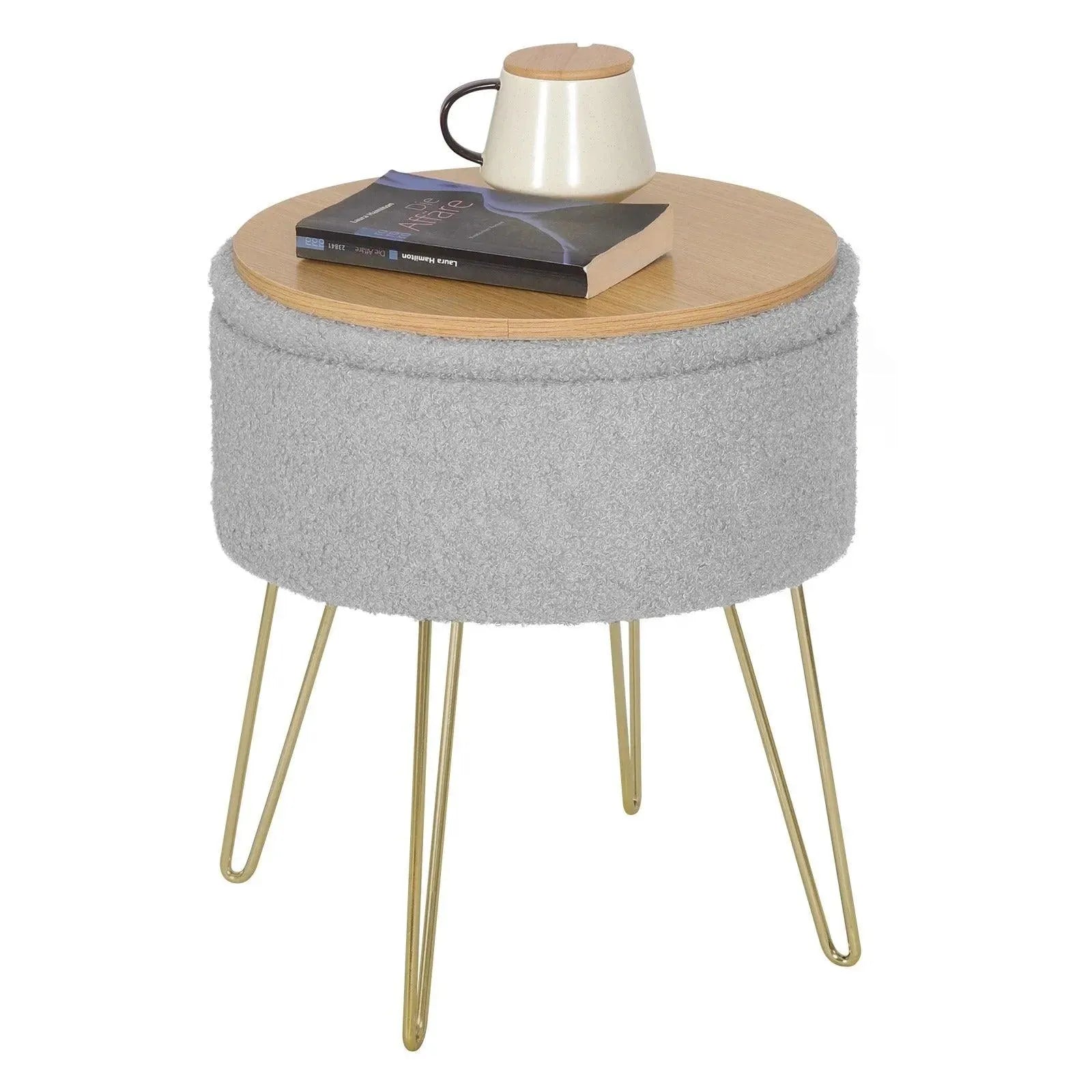 Feronza™ Nordic Opbergkruk met Opslagruimte – Ronde Voetenbank, Dressoir, Home Sofa Ottoman, Zithoek voor Woonkamer en Slaapkamer - Feronza