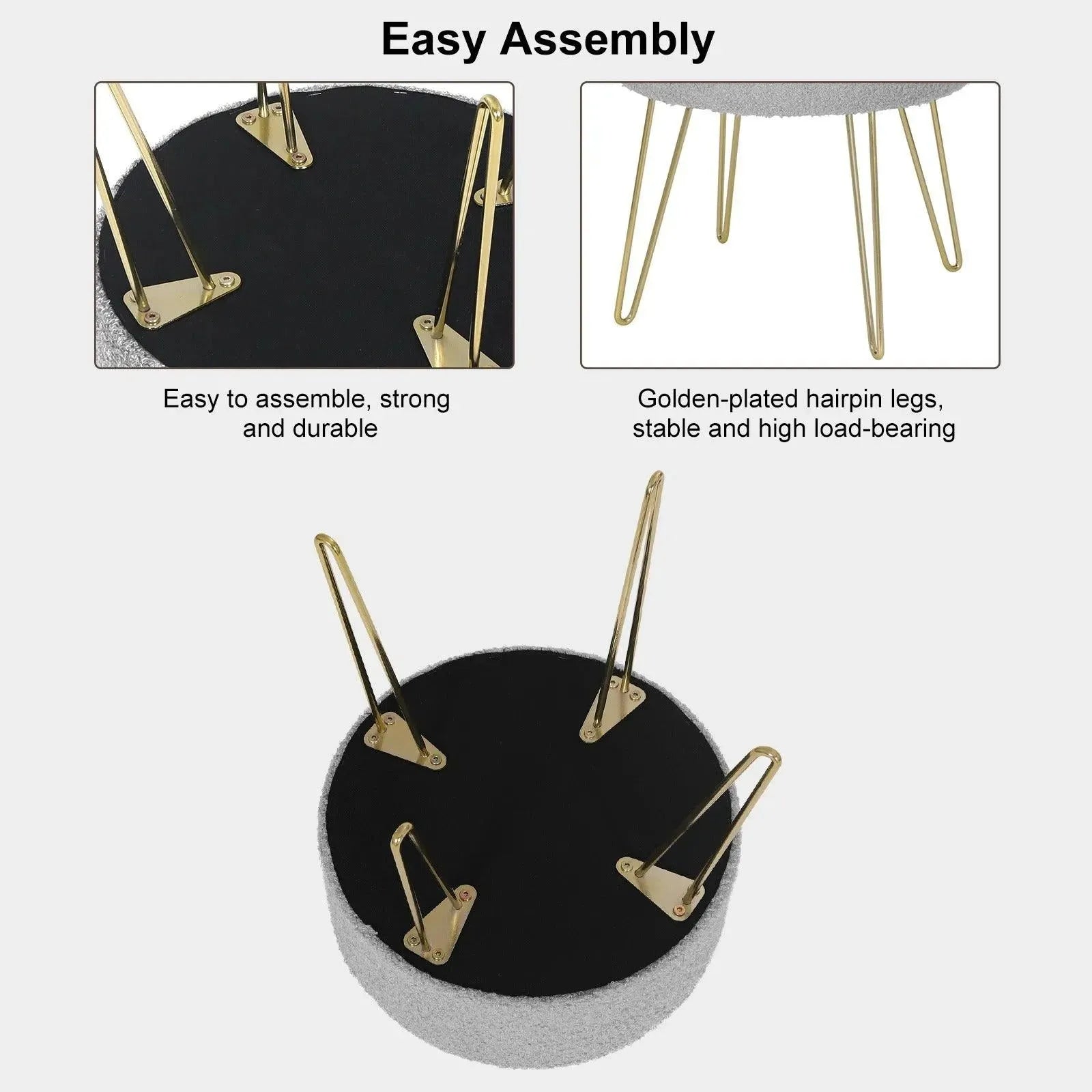 Feronza™ Nordic Opbergkruk met Opslagruimte – Ronde Voetenbank, Dressoir, Home Sofa Ottoman, Zithoek voor Woonkamer en Slaapkamer - Feronza