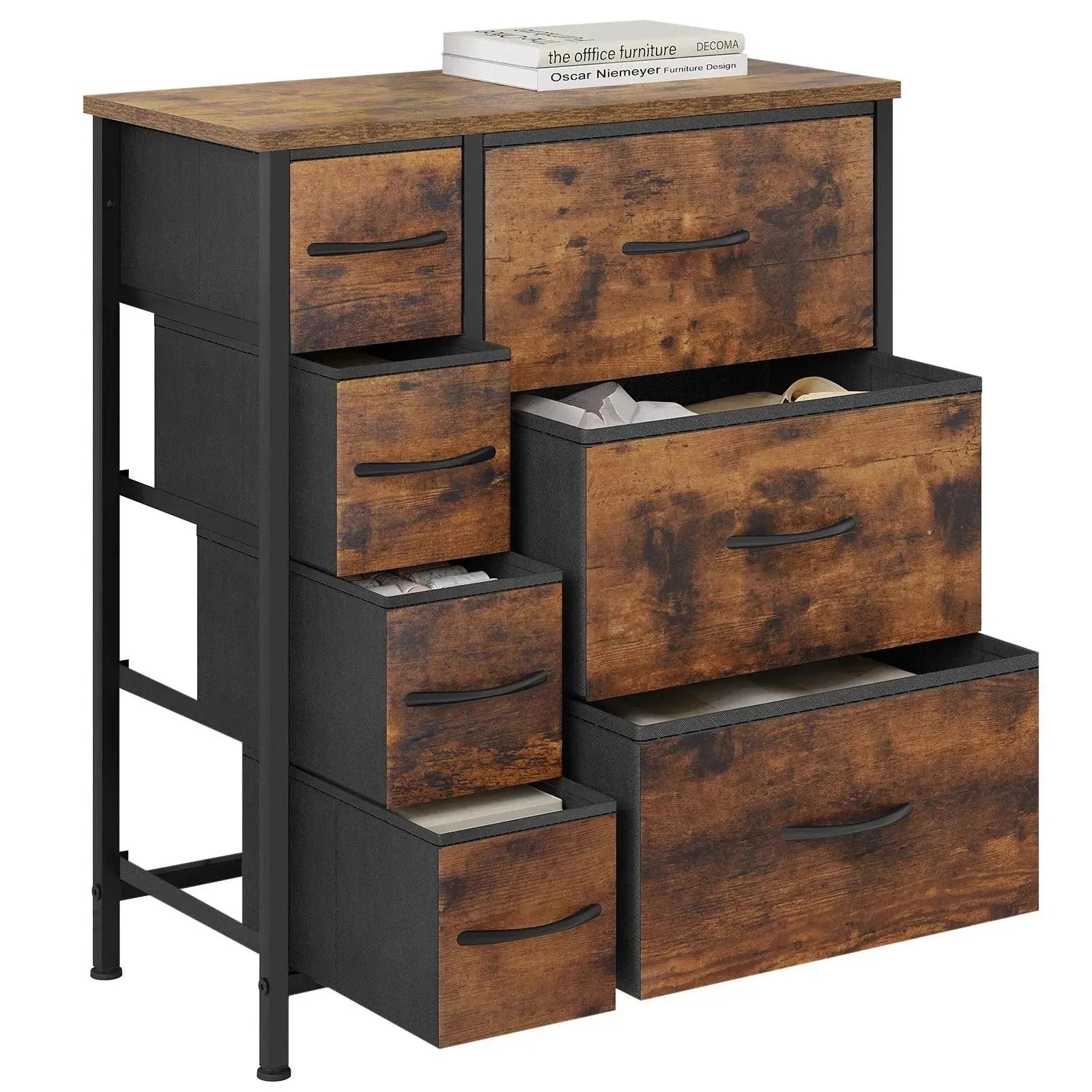 Feronza™ Opbergkast met 7 Lades – Stoffen Ladenkast met Metaal Frame voor Woonkamer, Slaapkamer, Hal - Feronza