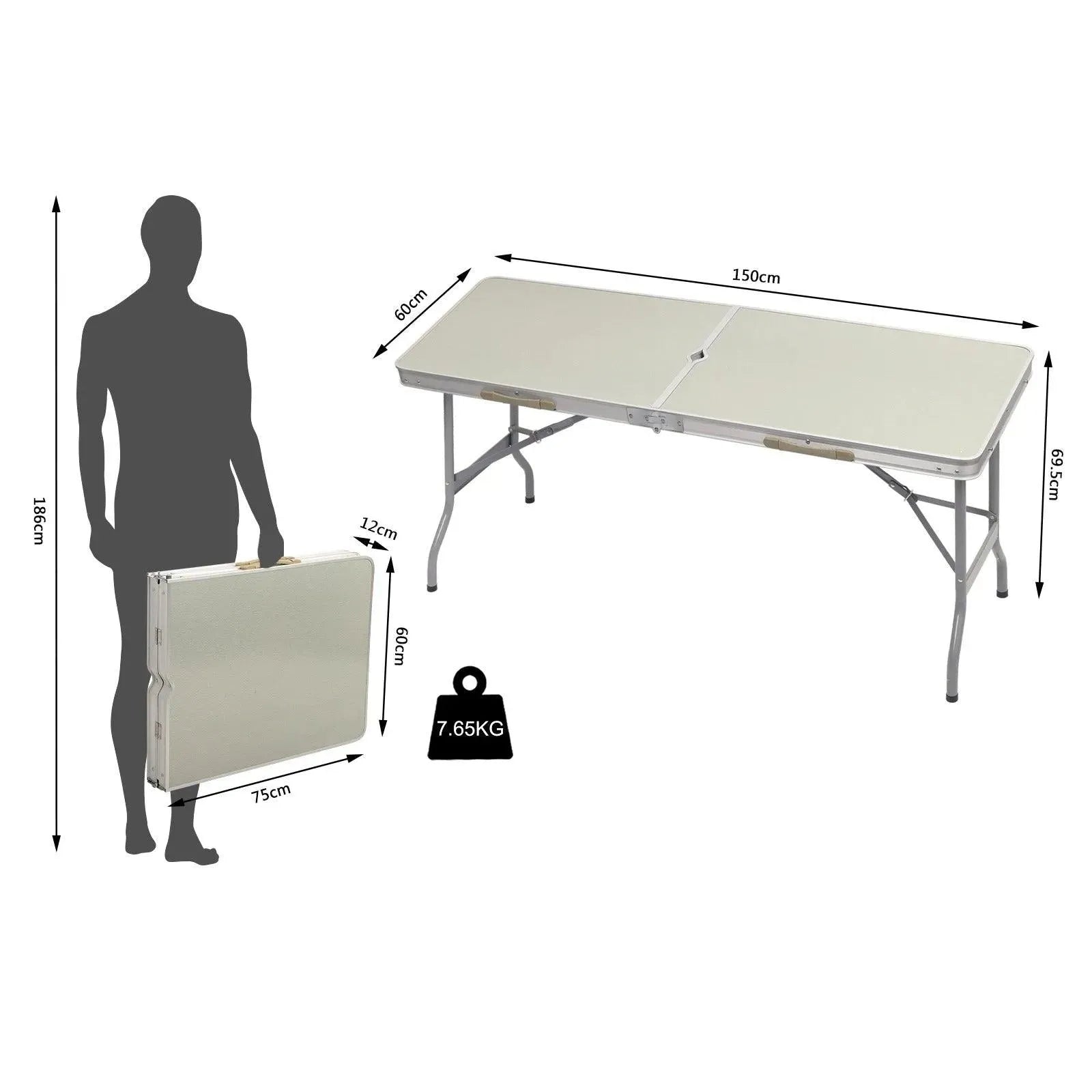 Feronza™ Opvouwbare Tuin- en Campingtafel - Voor 6 Personen - Ideaal voor Buffetten en Feestjes - Feronza