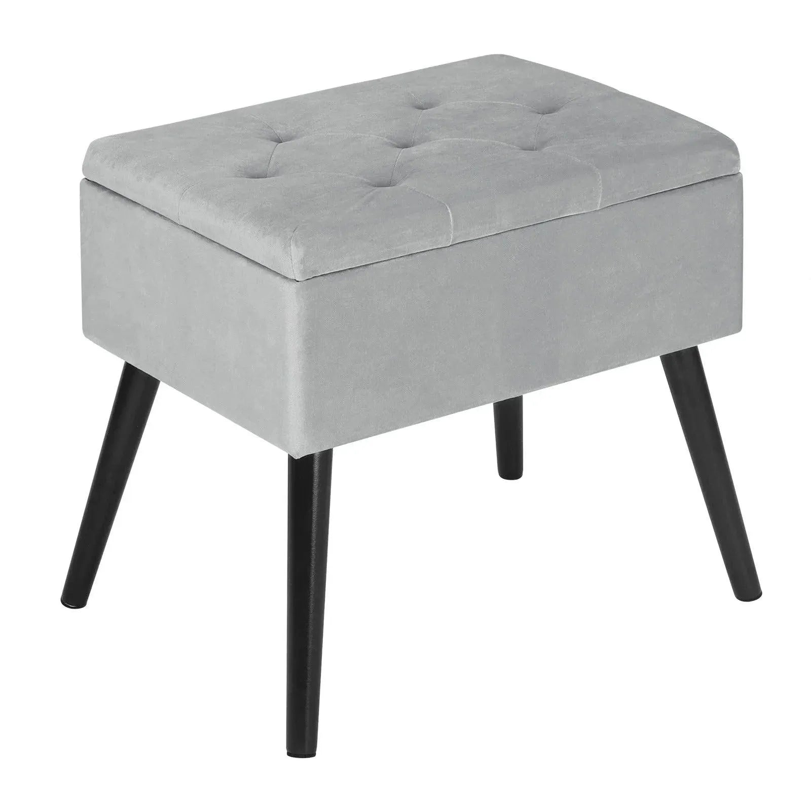 FERONZA™ Ottoman Chair Stool – Beklede Voetenbank met Velvet Bekleding, Dressing Table Kruk, Verwijderbare Hoes, Opslagruimte en Houten Poten - Feronza
