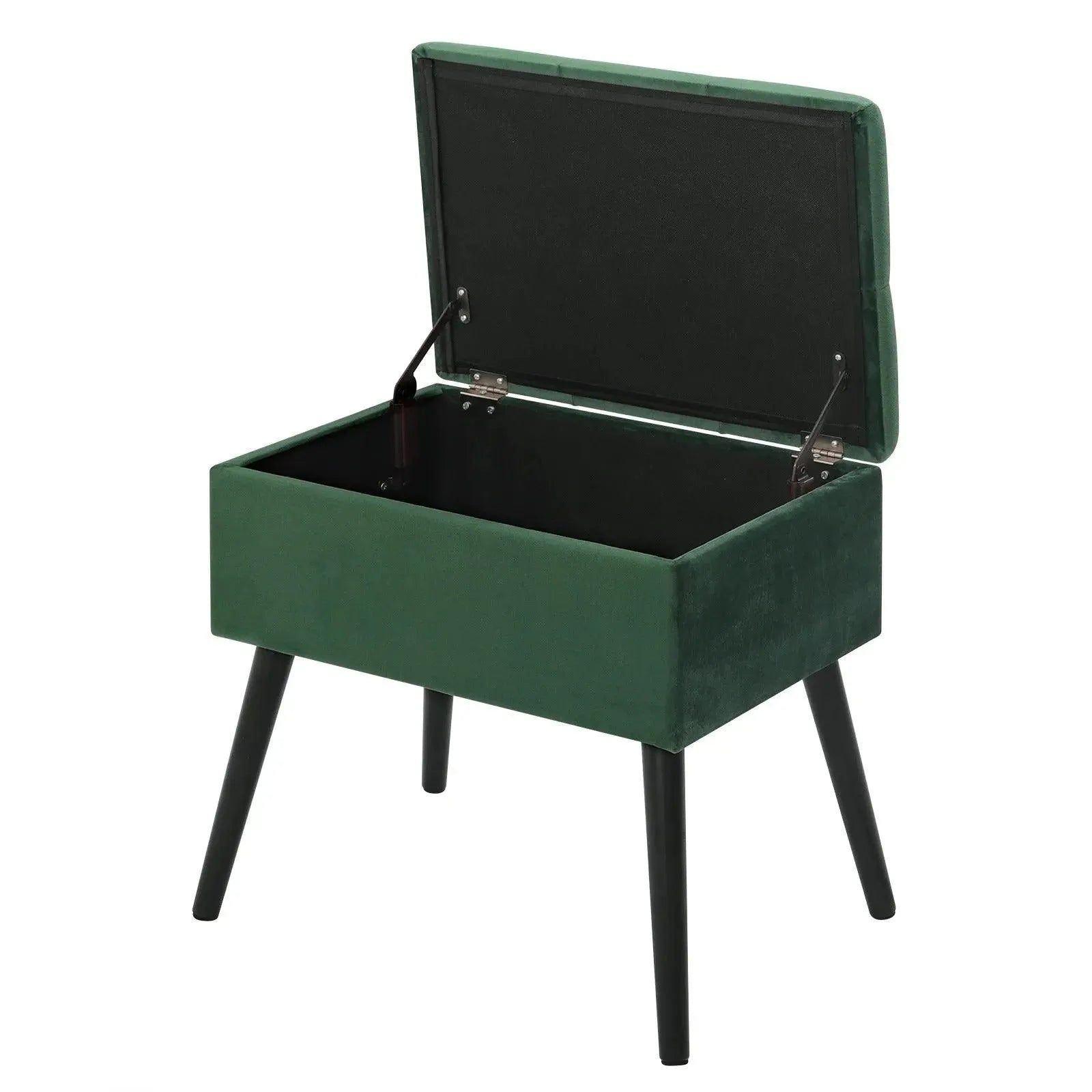 FERONZA™ Ottoman Chair Stool – Beklede Voetenbank met Velvet Bekleding, Dressing Table Kruk, Verwijderbare Hoes, Opslagruimte en Houten Poten - Feronza