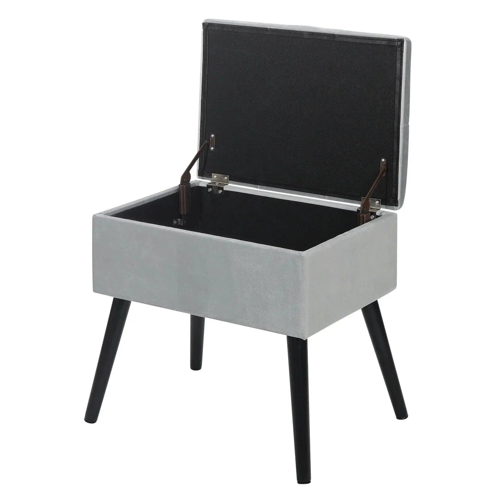 FERONZA™ Ottoman Chair Stool – Beklede Voetenbank met Velvet Bekleding, Dressing Table Kruk, Verwijderbare Hoes, Opslagruimte en Houten Poten - Feronza