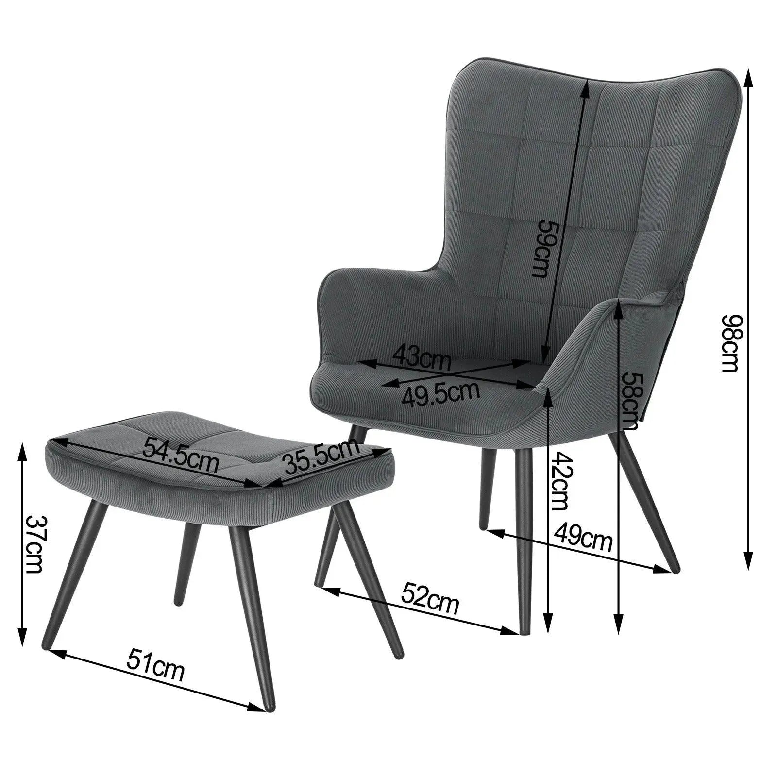 Feronza™ Relaxfauteuil met Voetenbank – Lounge Wing Chair voor Woonkamer en Kantoor - Feronza