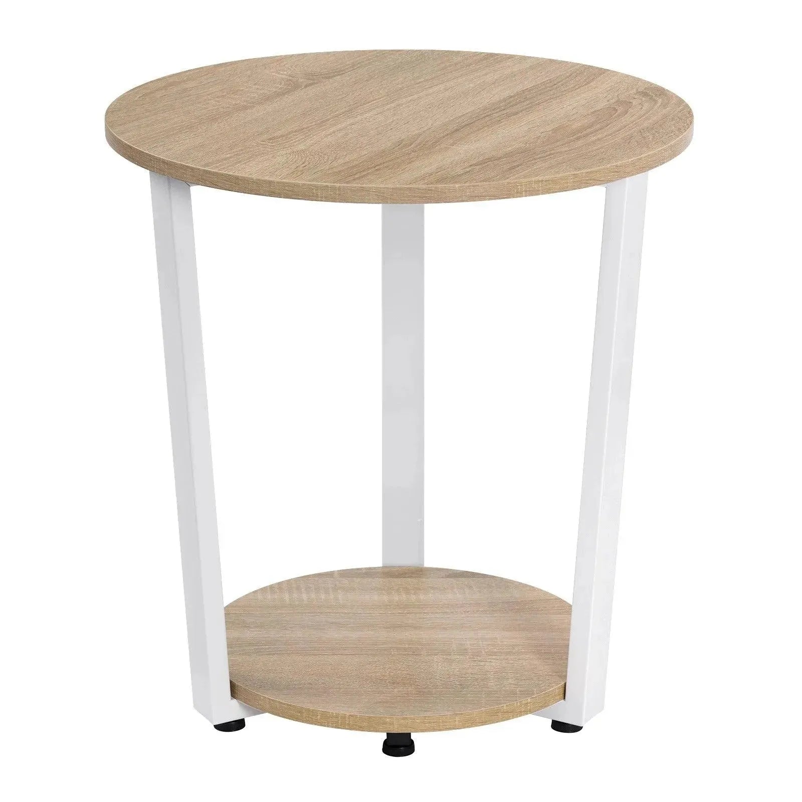Feronza™ Ronde Koffietafel - Moderne Kleine Sofa Tafel met 2 Planken, Theetafel, Nachtkastje voor Woonkamer, Slaapkamer en Bank - Feronza