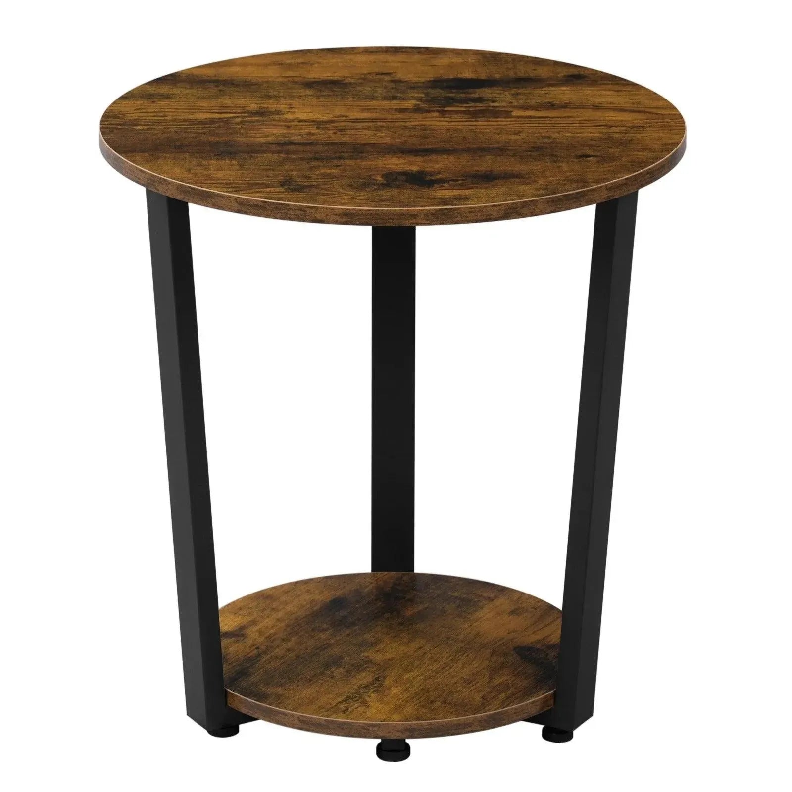 Feronza™ Ronde Koffietafel - Moderne Kleine Sofa Tafel met 2 Planken, Theetafel, Nachtkastje voor Woonkamer, Slaapkamer en Bank - Feronza