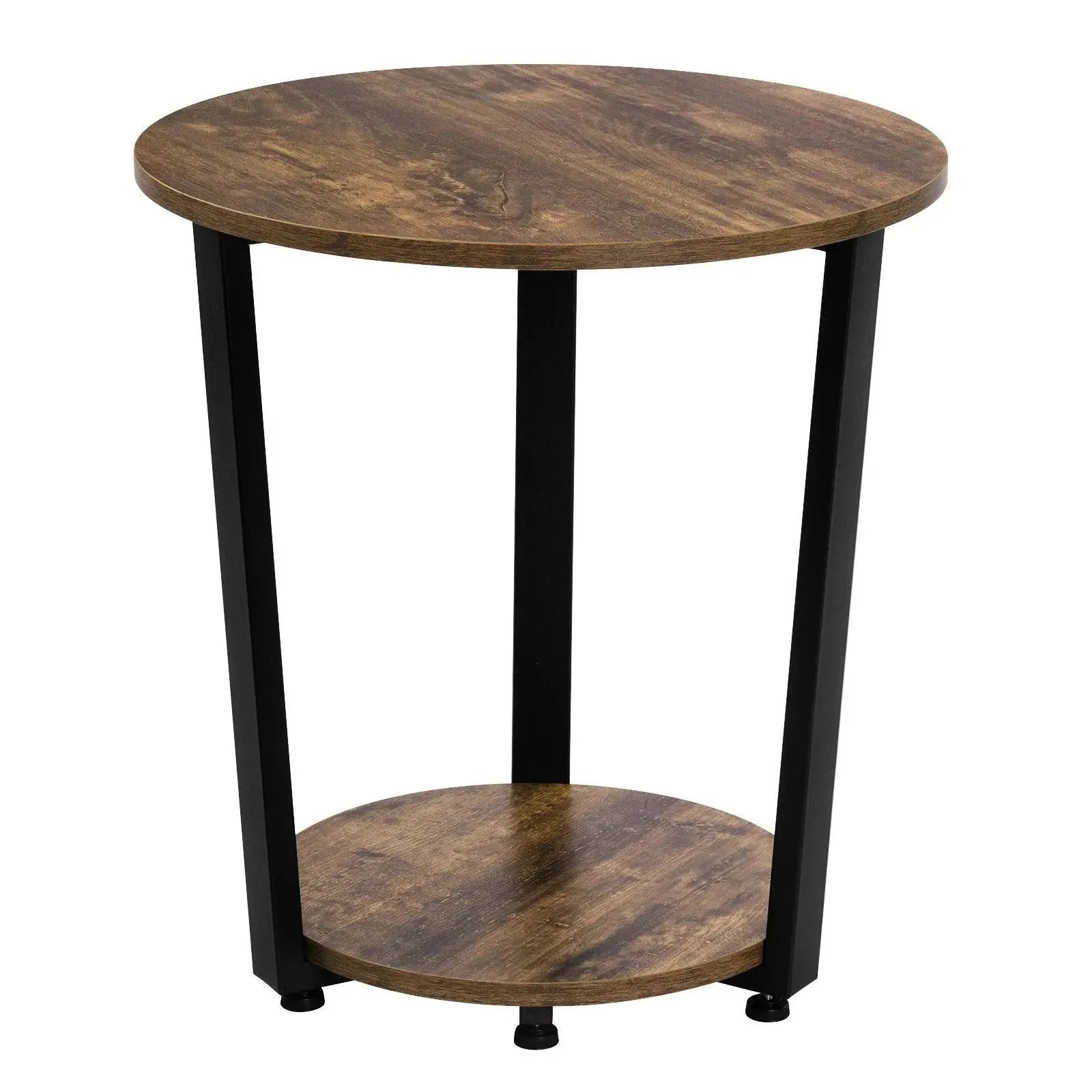 Feronza™ Ronde Koffietafel - Moderne Kleine Sofa Tafel met 2 Planken, Theetafel, Nachtkastje voor Woonkamer, Slaapkamer en Bank - Feronza