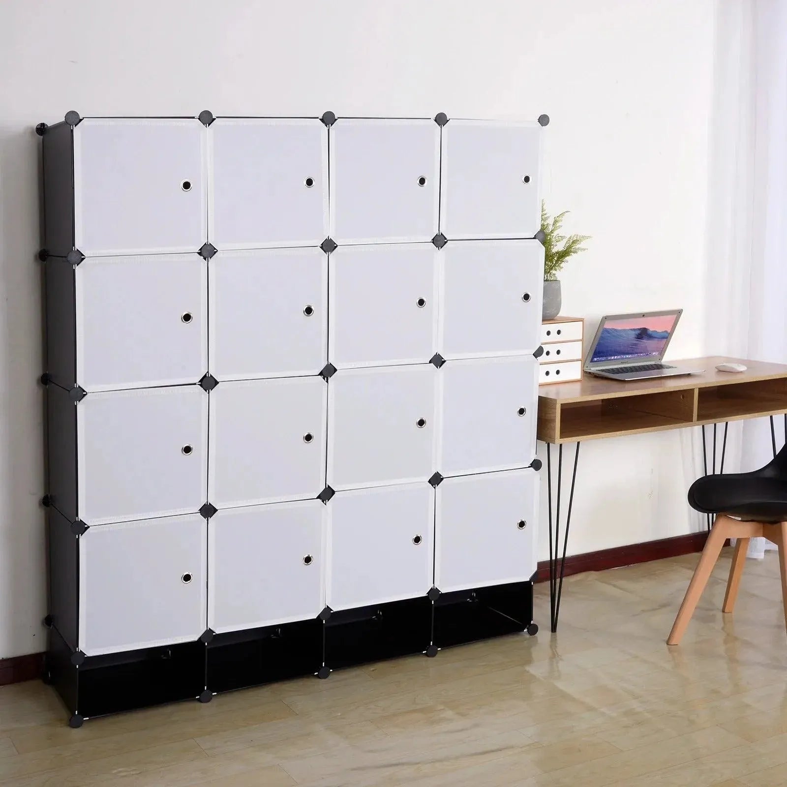 Feronza™ Set Plastic Kledingkast met 2 Kledingstangen en 14 Opbergvakken - Feronza