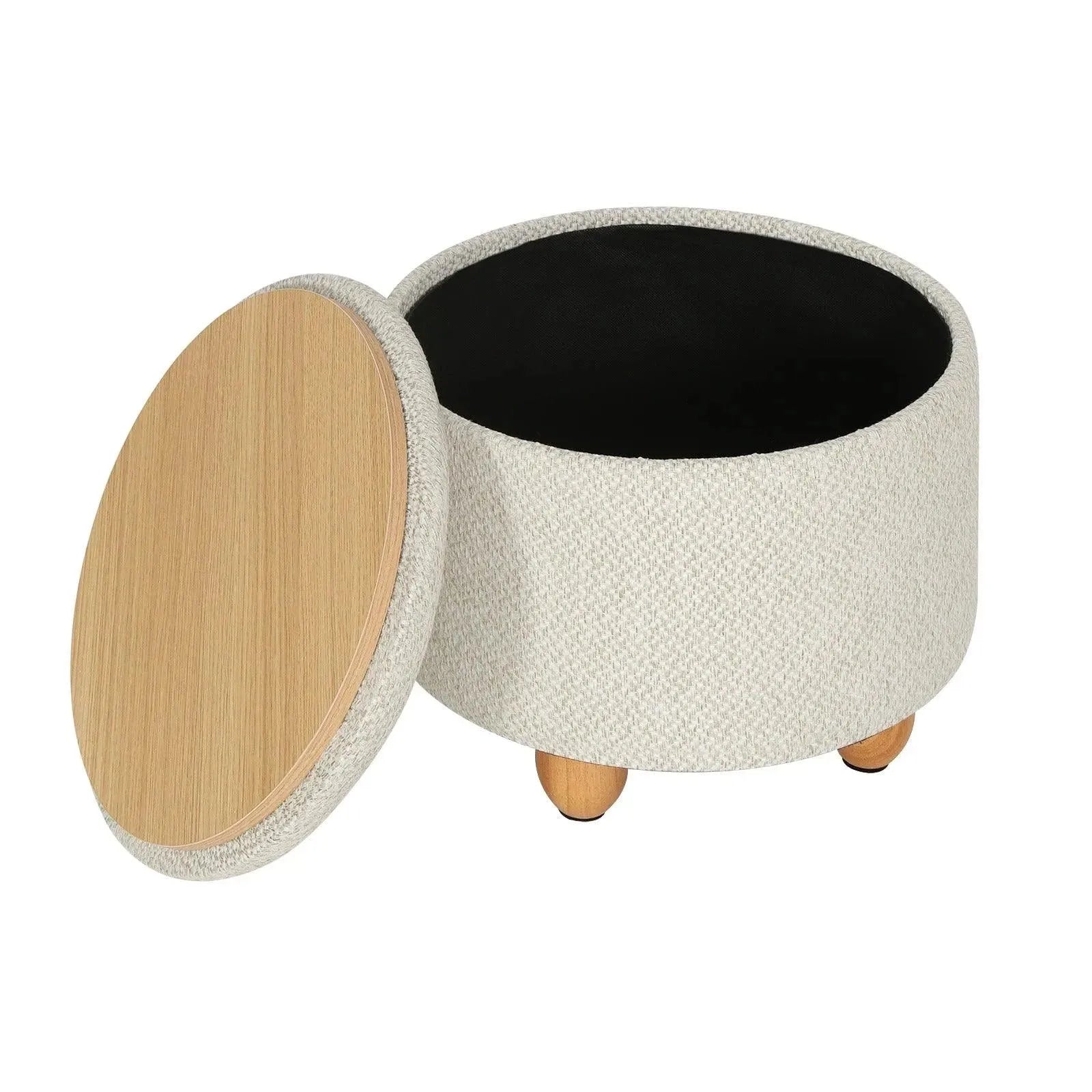 FERONZA™ Storage Pouf – Geïnspireerde Opbergpoef met Deksel, Vouwbaar, en Met Dennenhouten Poten – Ruimtebesparende Oplossing - Feronza