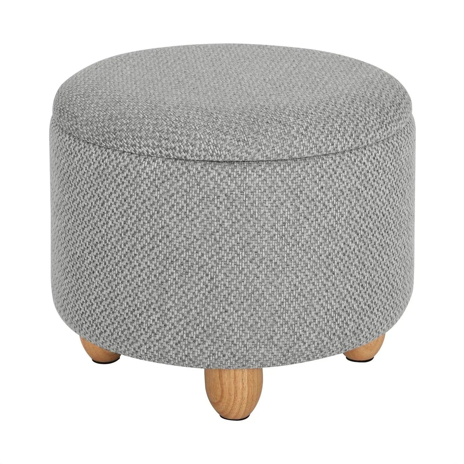FERONZA™ Storage Pouf – Geïnspireerde Opbergpoef met Deksel, Vouwbaar, en Met Dennenhouten Poten – Ruimtebesparende Oplossing - Feronza