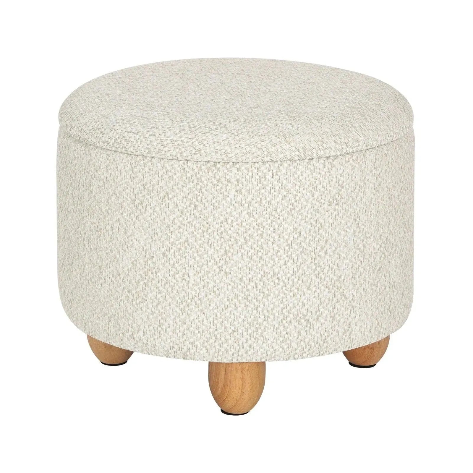 FERONZA™ Storage Pouf – Geïnspireerde Opbergpoef met Deksel, Vouwbaar, en Met Dennenhouten Poten – Ruimtebesparende Oplossing - Feronza