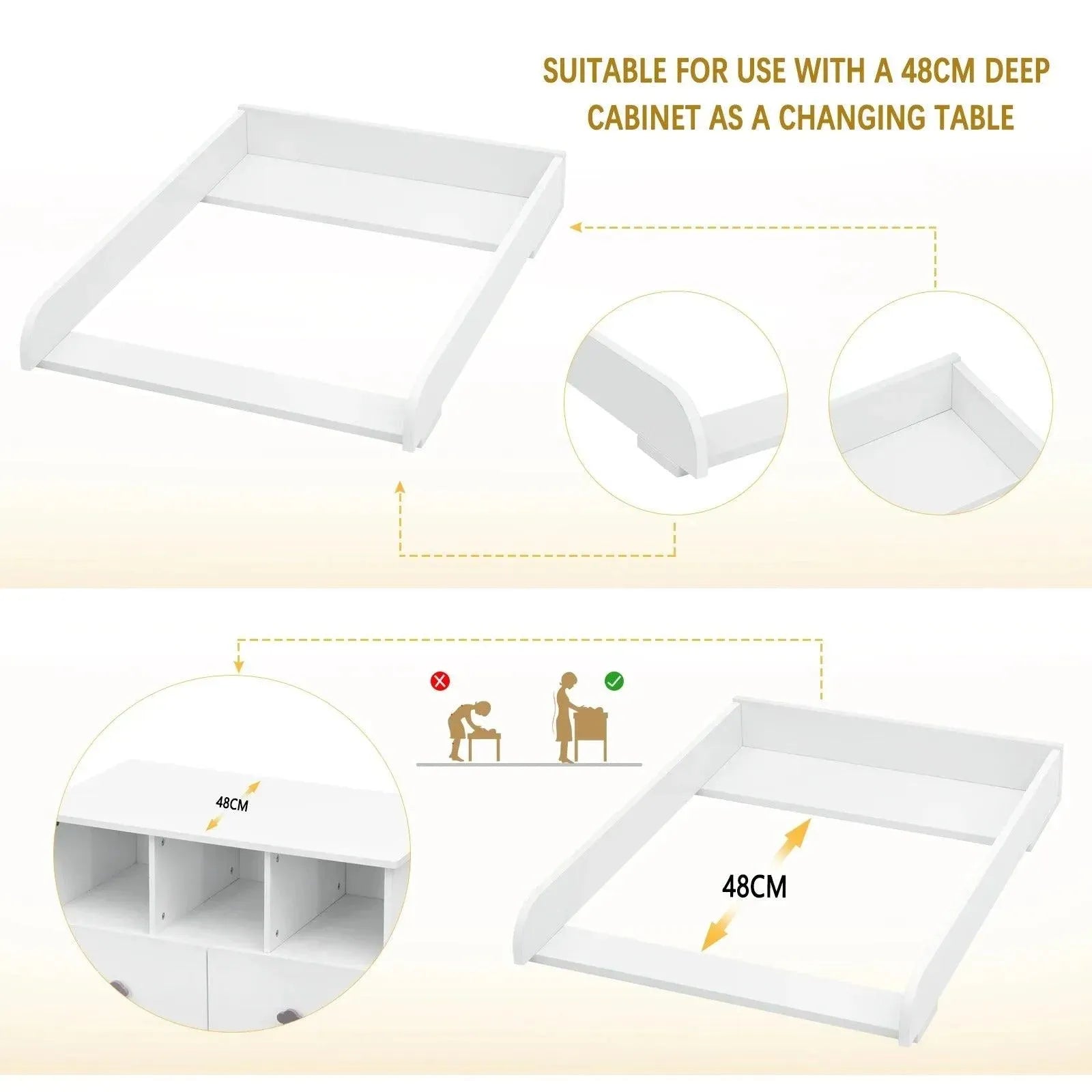 Feronza™ Verschoontafel voor Ladekast met Zijwanden - 60 x 10,5 x 80 cm - Feronza