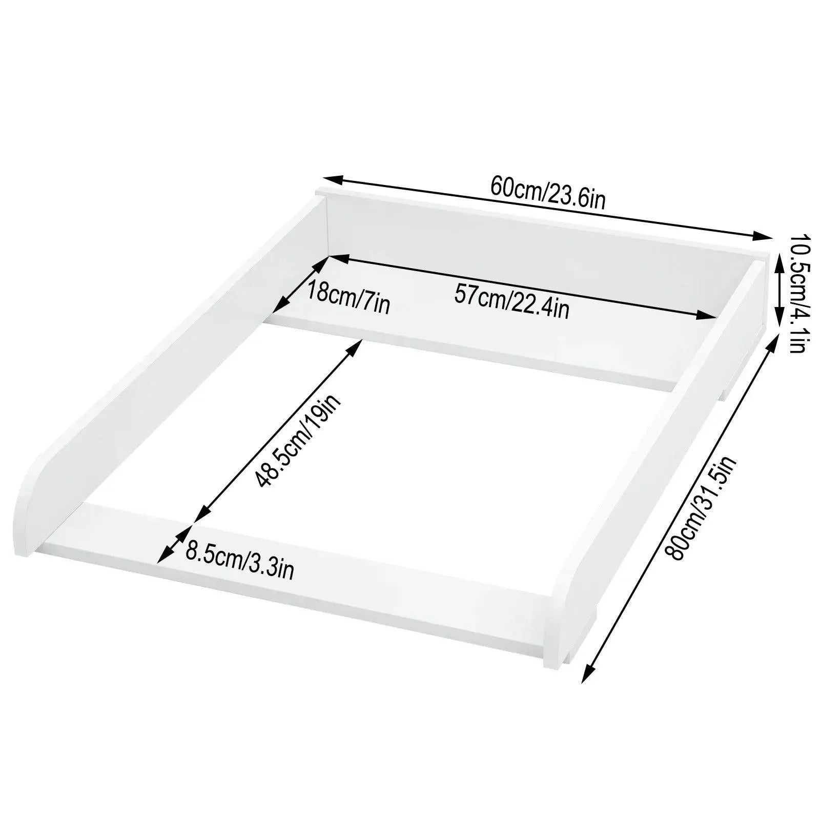 Feronza™ Verschoontafel voor Ladekast met Zijwanden - 60 x 10,5 x 80 cm - Feronza