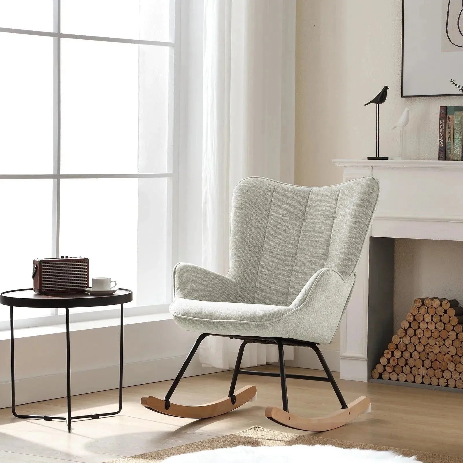 Feronza™ Volwassen Schommelstoel – Gevoerde Relaxfauteuil voor Woonkamer, Slaapkamer, Balkon en Tuin - Feronza