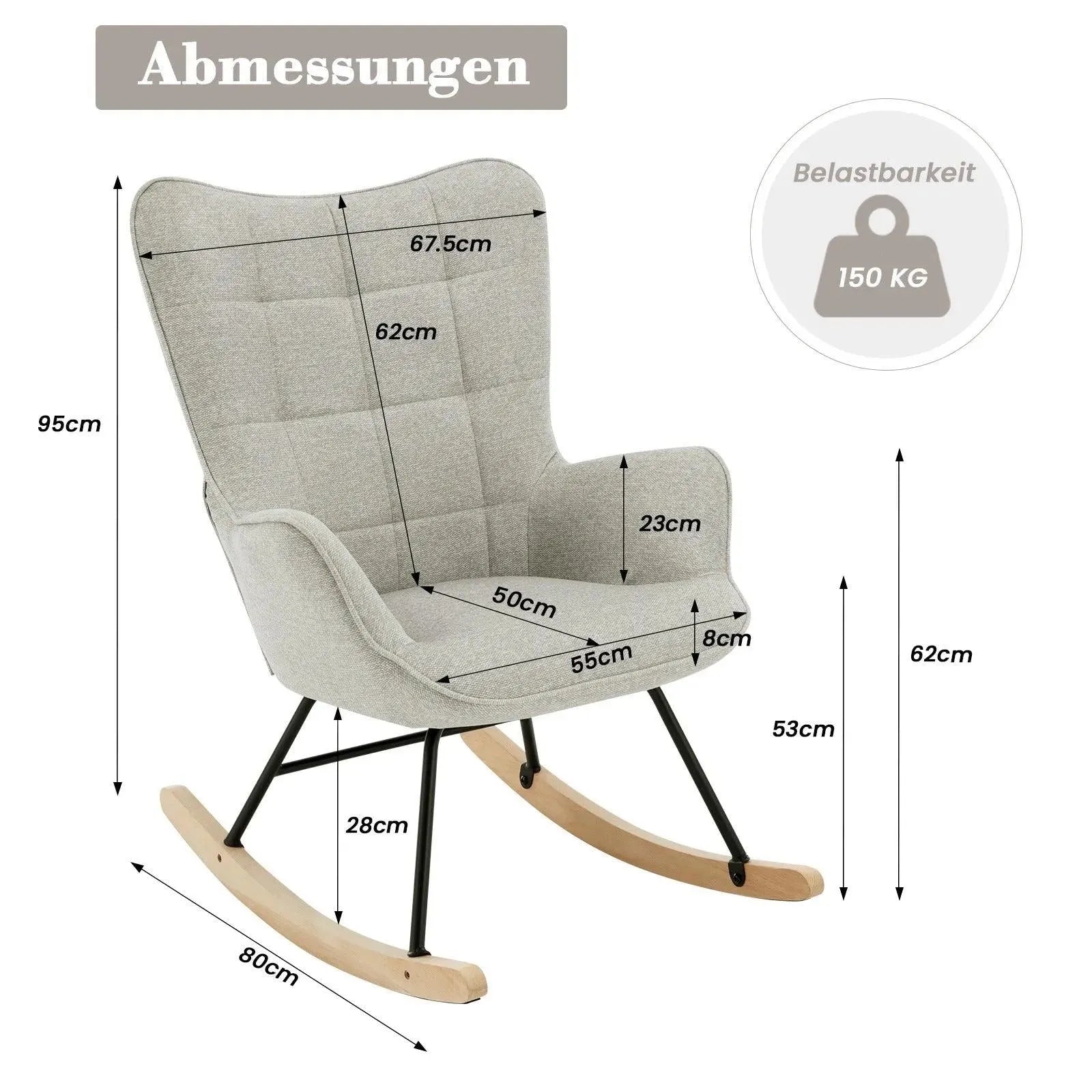 Feronza™ Volwassen Schommelstoel – Gevoerde Relaxfauteuil voor Woonkamer, Slaapkamer, Balkon en Tuin - Feronza