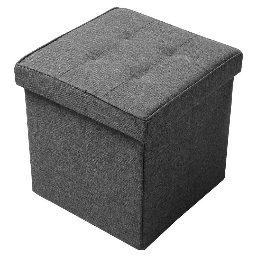 Feronza™ Vouwbare Opberg Ottoman Stoel Grijs Beklede Voetenbank Linnen Dressing Tafel Kruk Pouf Bank Verwijderbare Cover - Feronza