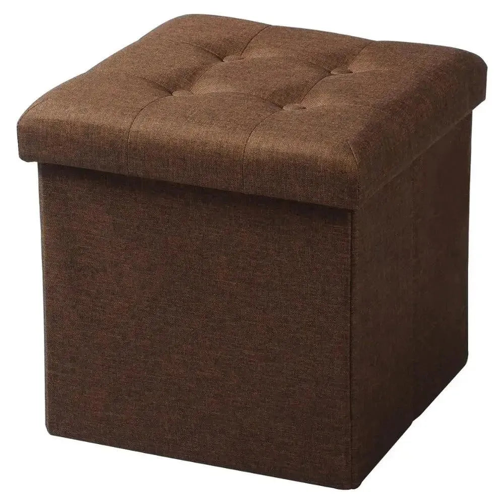 Feronza™ Vouwbare Opberg Ottoman Stoel Grijs Beklede Voetenbank Linnen Dressing Tafel Kruk Pouf Bank Verwijderbare Cover - Feronza