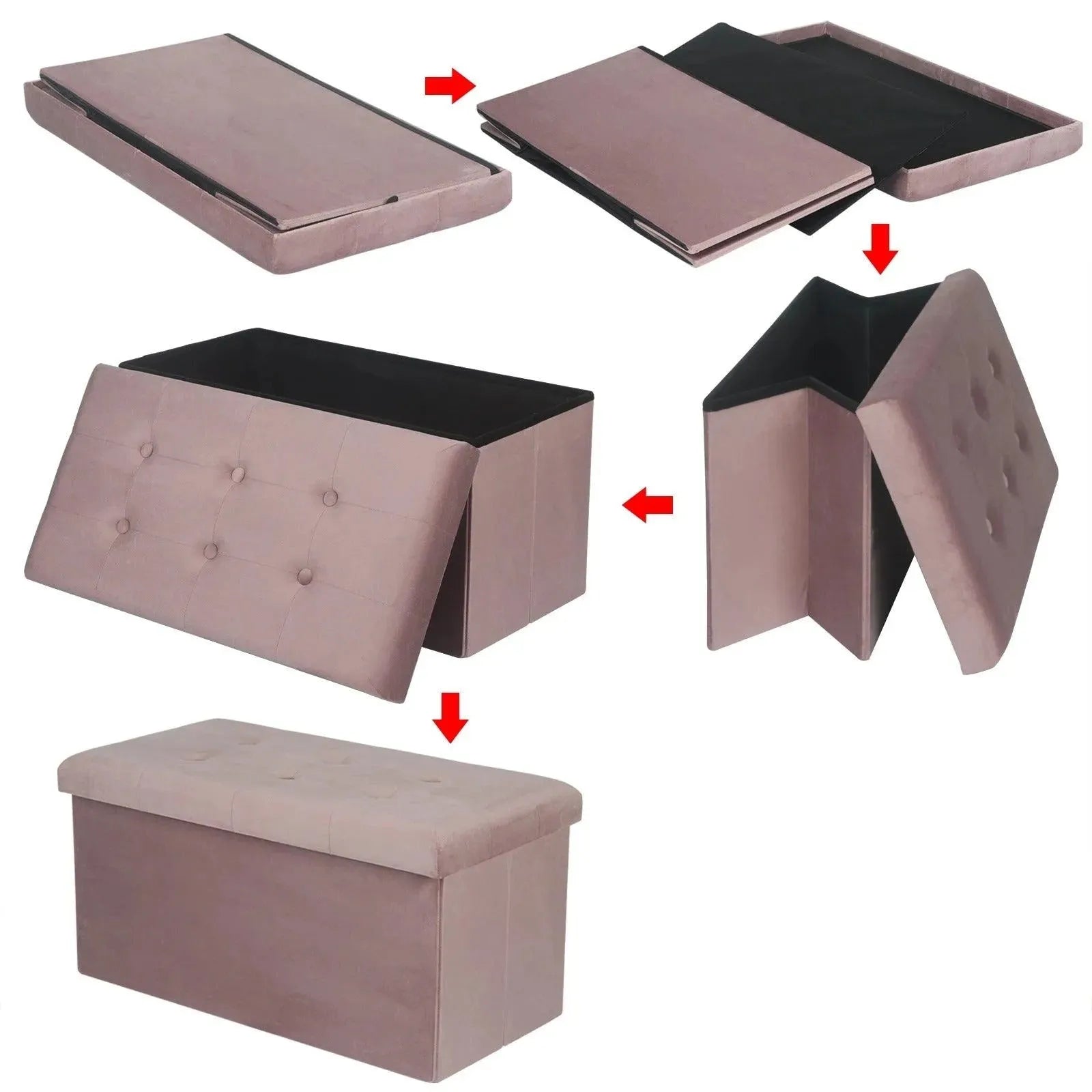 Feronza™ Vouwbare Ottoman Bank Opberg Voetenbank Kleurrijke Opvouwbare Opbergbox Beklede Zitting Verwijderbare Deksel Thuisdecoratie - Feronza