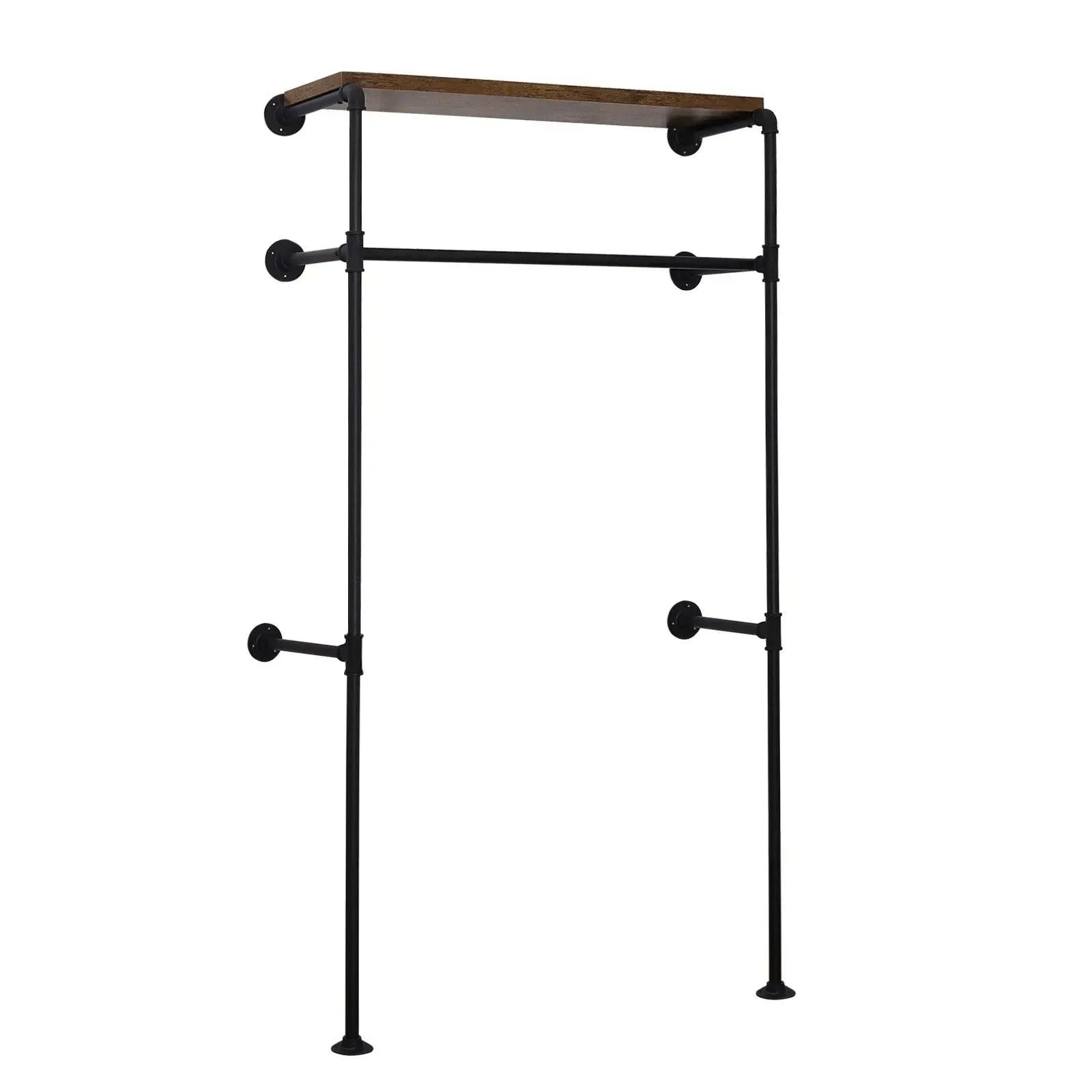 Feronza™ Wandgemonteerde Kledingrek - Stalen Buis Industrieel Kledingrek met MDF Plank voor Kleedkamer - Feronza